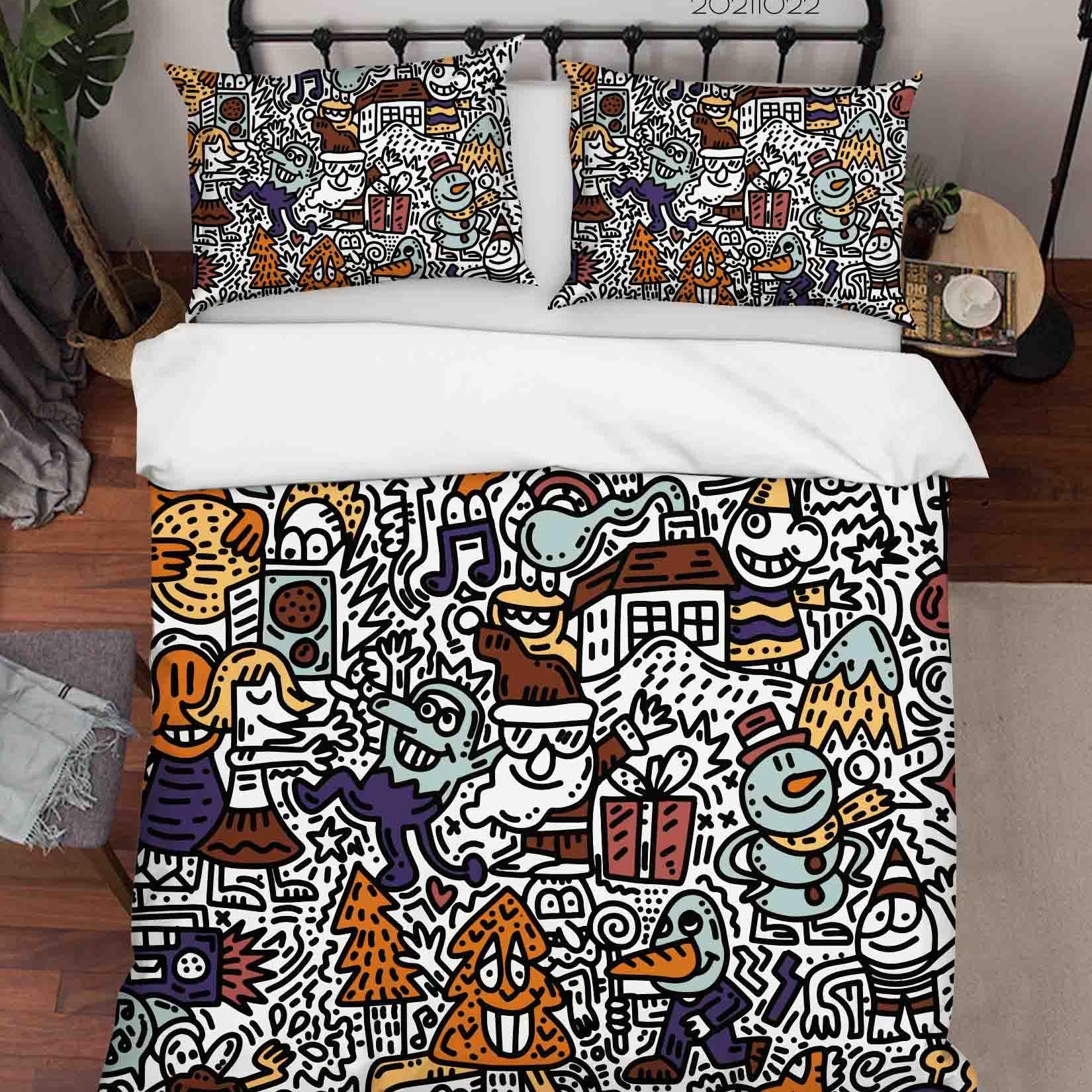 3D Abstract Illustration Art Doodle Quilt Cover Set Bedding Set Duvet Cover Pillowcases 90- Jess Art Decoration