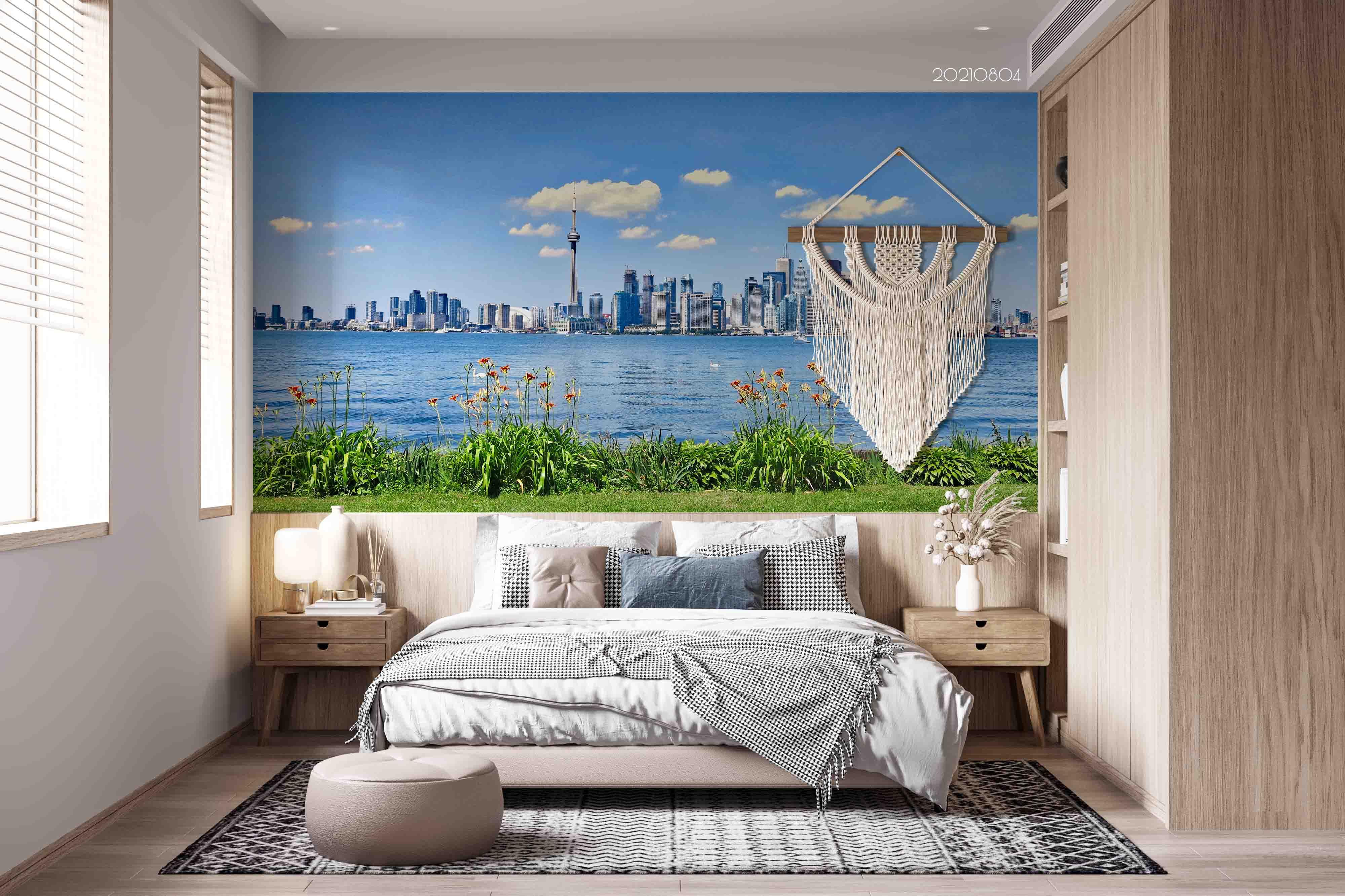 3D City Landmark Building River Wall Mural Wallpaper 5032- Jess Art Decoration