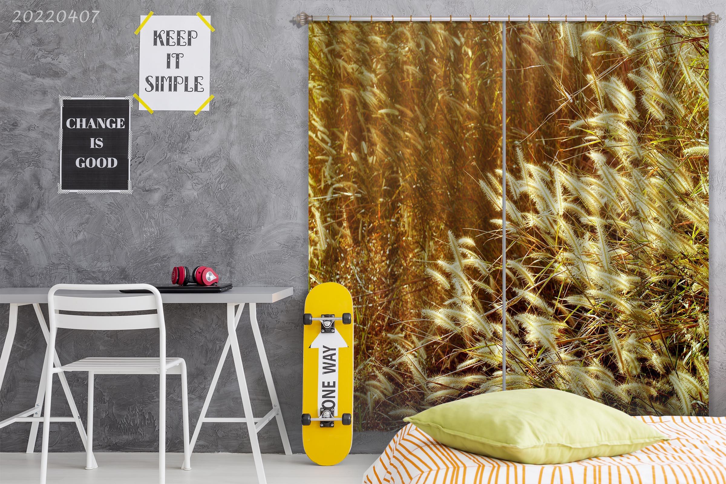 3D Landscape Nature Autumn Yellow Setaria Curtains and Drapes GD 3539- Jess Art Decoration