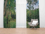 3D Tropical Green Forest Tree Sky Landscape Curtains and Drapes LQH 64- Jess Art Decoration