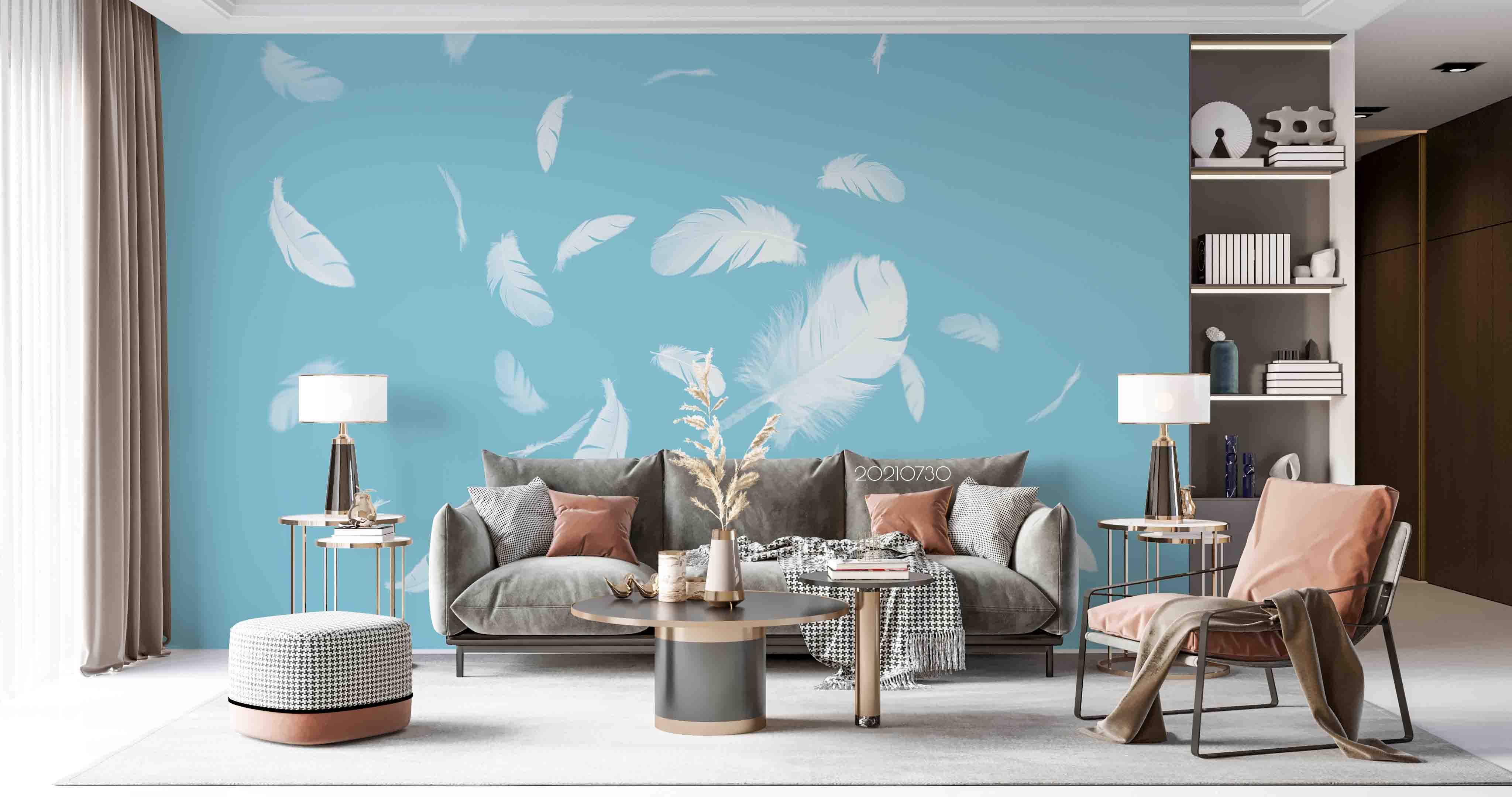 3D White Feather Floating Wall Mural Wallpaper SWW4443- Jess Art Decoration