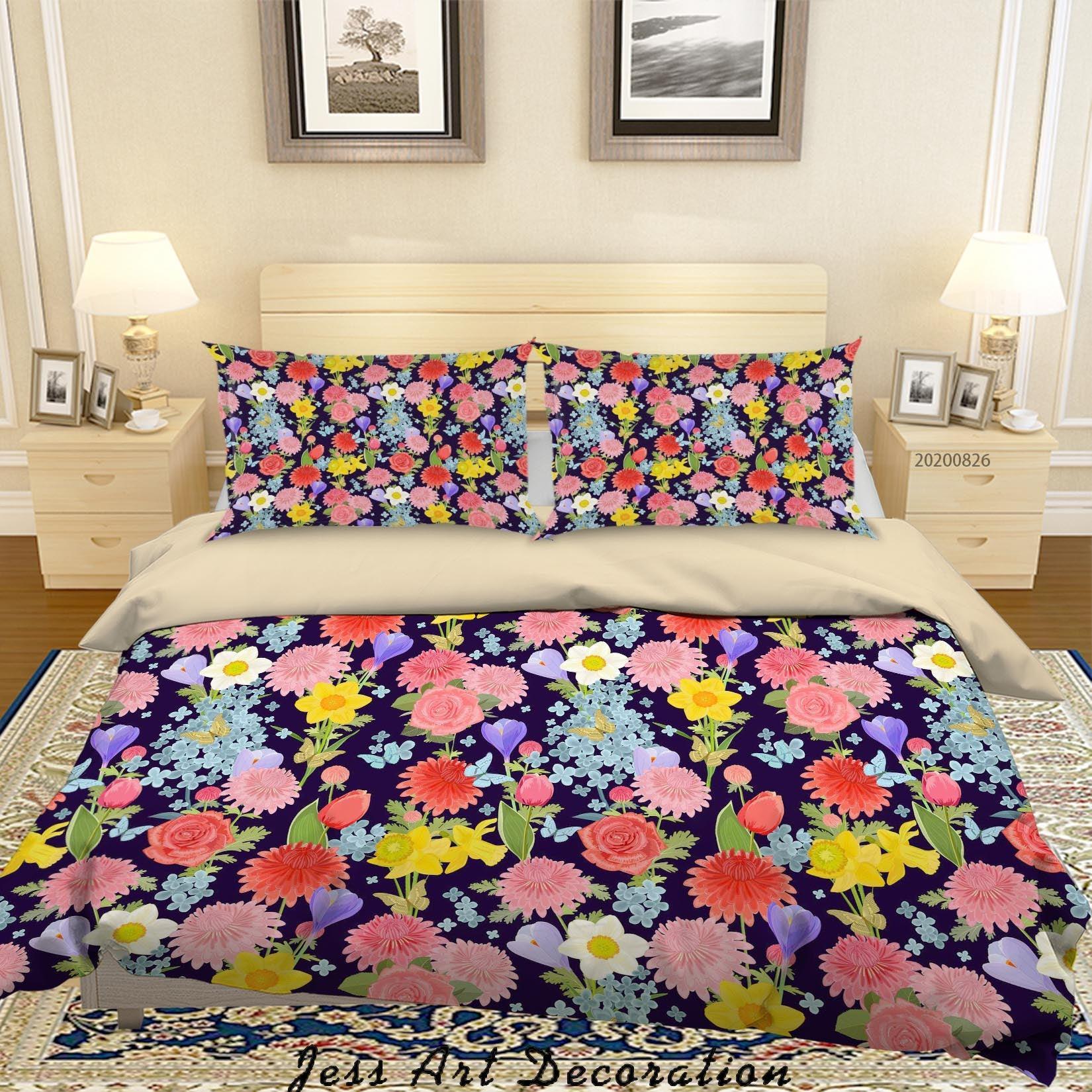3D Colourful Flowers Rose Quilt Cover Set Bedding Set Duvet Cover Pillowcases WJ 1301- Jess Art Decoration