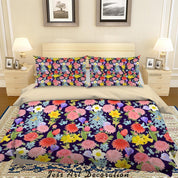 3D Colourful Flowers Rose Quilt Cover Set Bedding Set Duvet Cover Pillowcases WJ 1301- Jess Art Decoration