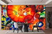 3D Abstract  Oil Painting  Floral  Spherical Multicolored Wall Mural Wallpaper SWW836- Jess Art Decoration