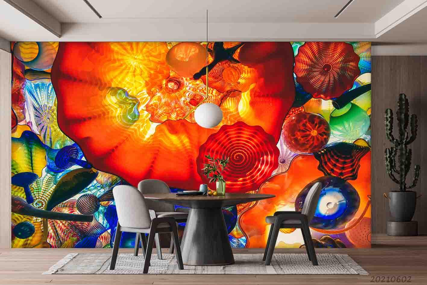 3D Abstract  Oil Painting  Floral  Spherical Multicolored Wall Mural Wallpaper SWW836- Jess Art Decoration