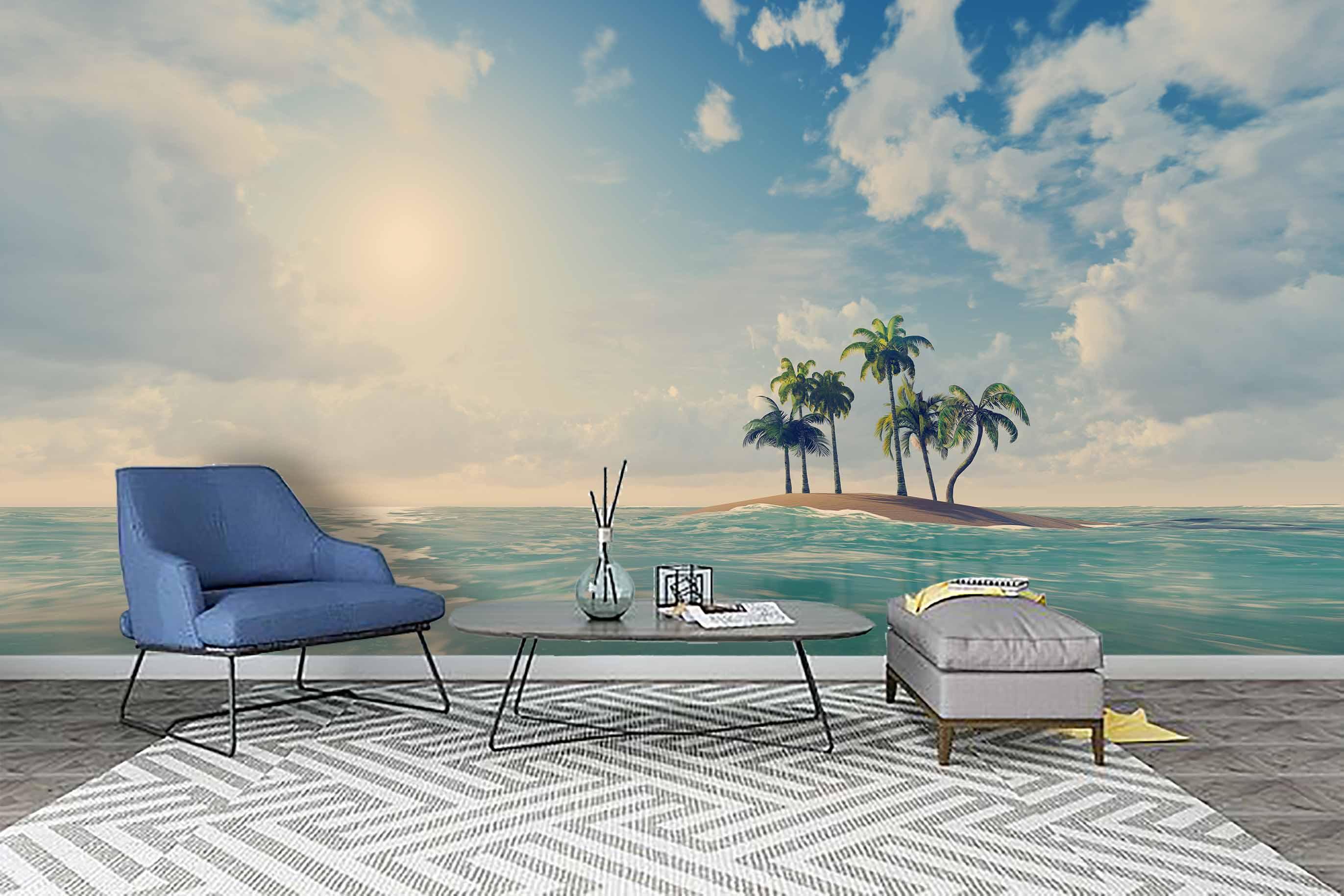 3D blue sky sea coconut tree wall mural wallpaper 71- Jess Art Decoration