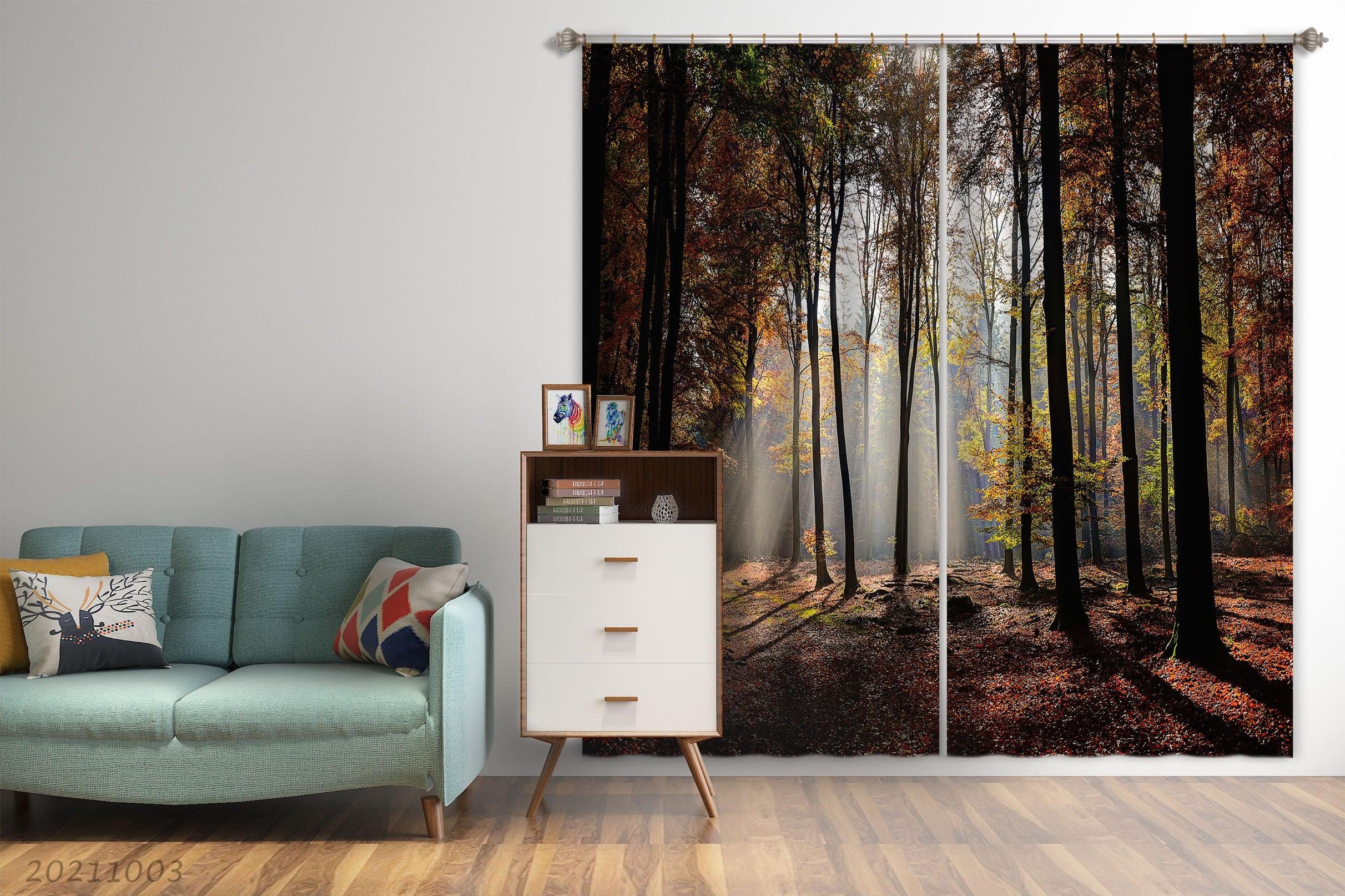 3D Forest Sunshine Nature Landscape Curtains and Drapes LQH 193- Jess Art Decoration