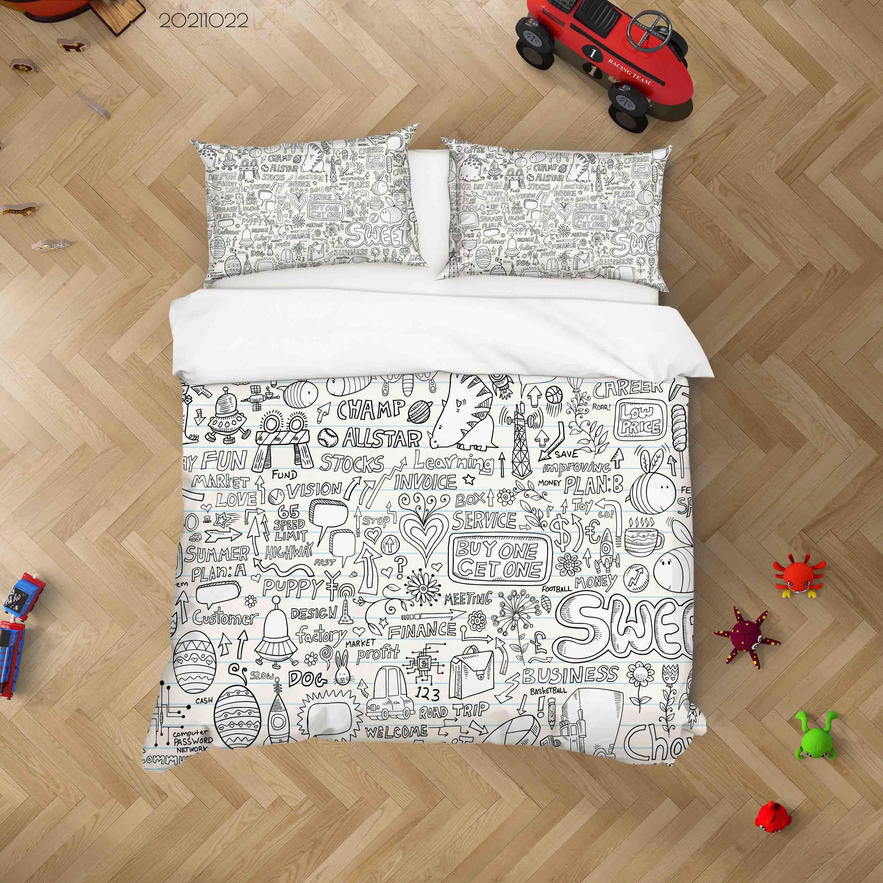 3D Abstract Art Graffiti Quilt Cover Set Bedding Set Duvet Cover Pillowcases 75- Jess Art Decoration