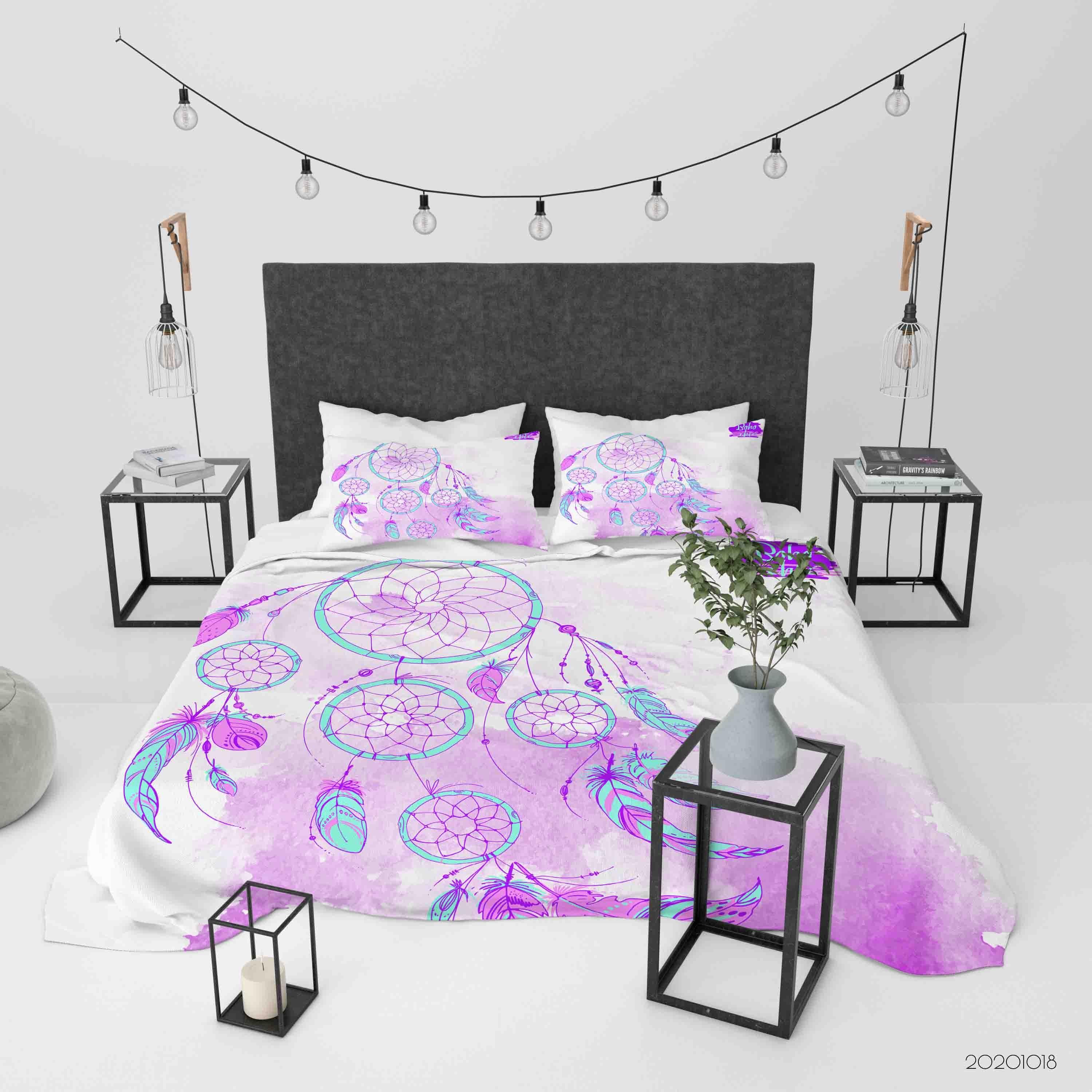 3D Watercolor Dream Catcher Quilt Cover Set Bedding Set Duvet Cover Pillowcases WJ 9742- Jess Art Decoration