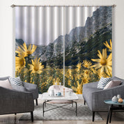 3D Yellow Wildflower Mountain Cloudy Curtains and Drapes GD 2754- Jess Art Decoration