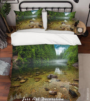 3D Green Forest Lake Landscape Quilt Cover Set Bedding Set Duvet Cover Pillowcases 42- Jess Art Decoration
