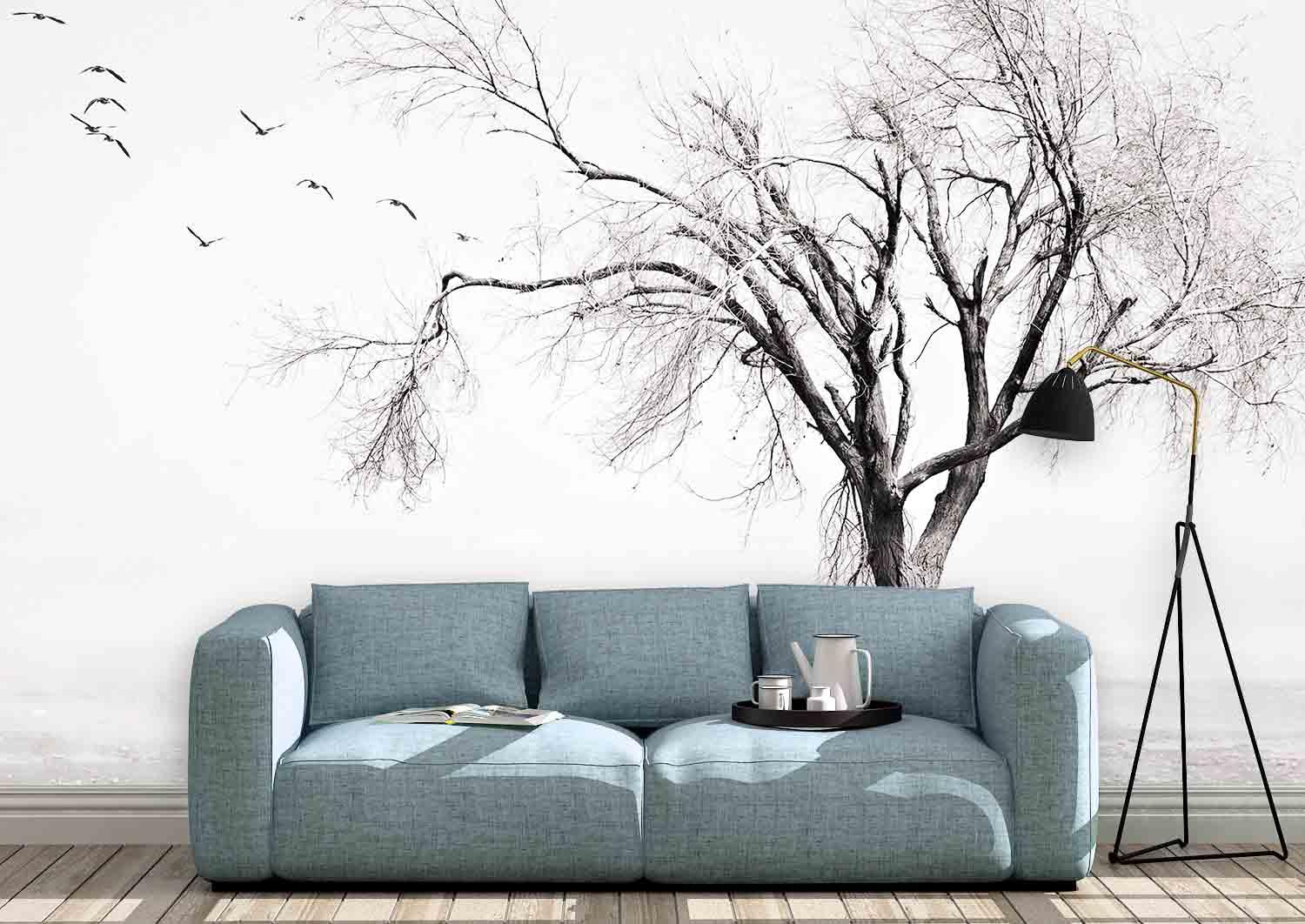 3D Tree Trunk Branch Bird Wall Mural Wallpaper 23- Jess Art Decoration