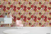 3D Hand Sketching Red Floral Plant Wall Mural Wallpaper LXL 1312- Jess Art Decoration