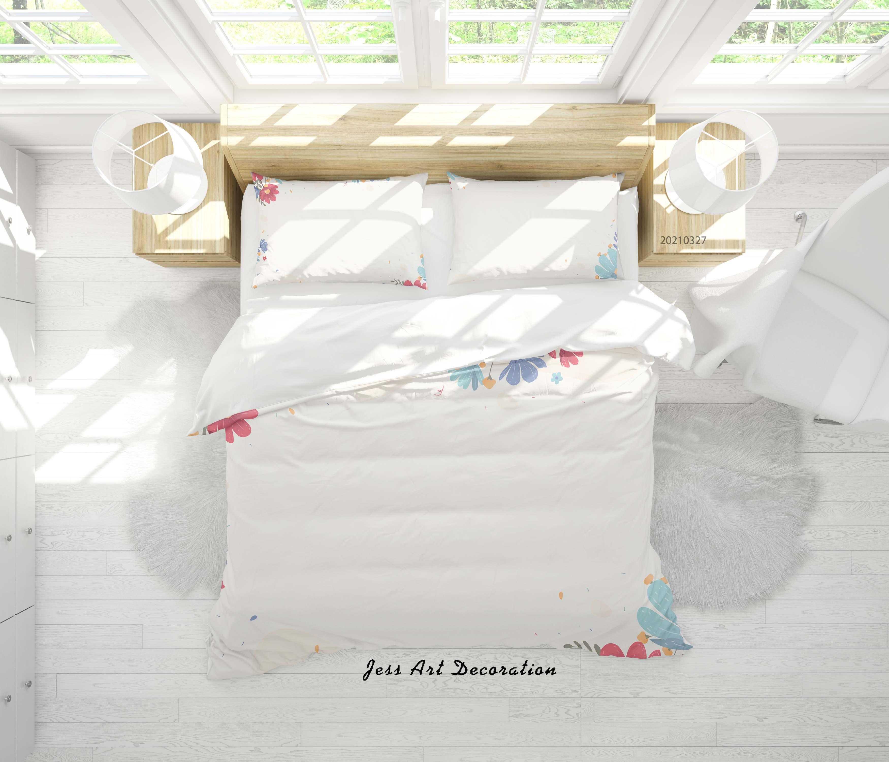 3D Watercolor Color Floral Quilt Cover Set Bedding Set Duvet Cover Pillowcases 48- Jess Art Decoration