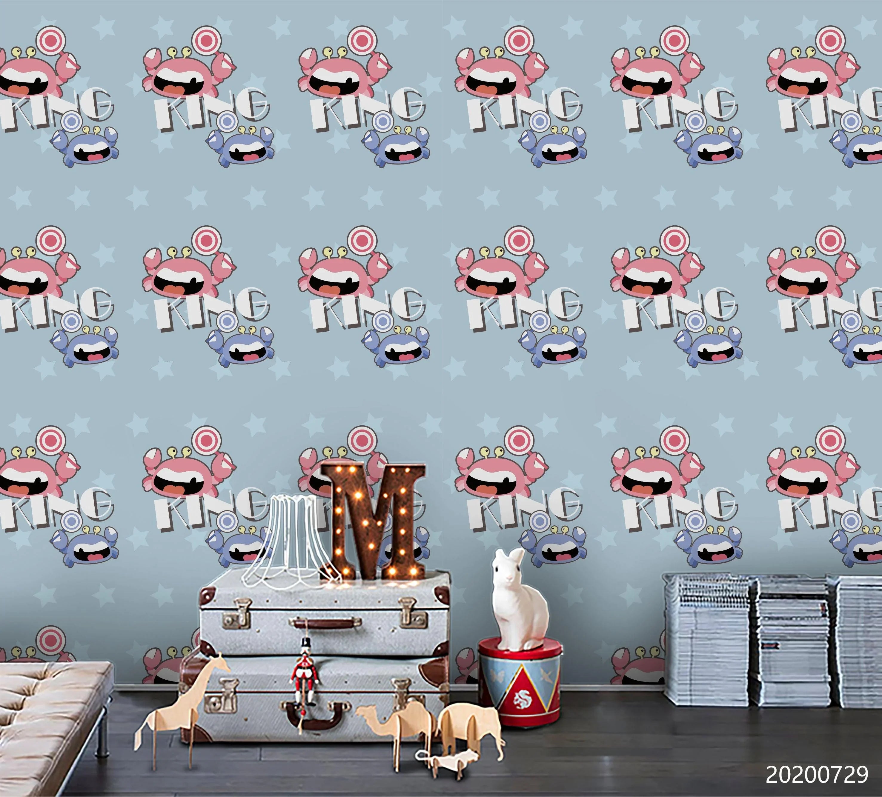 3D Cartoon Mini Colorful Crab Wall Mural Wallpaper LXL 633- Jess Art Decoration