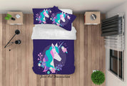 3D Floral Unicorn Quilt Cover Set Bedding Set Duvet Cover Pillowcases SF265- Jess Art Decoration