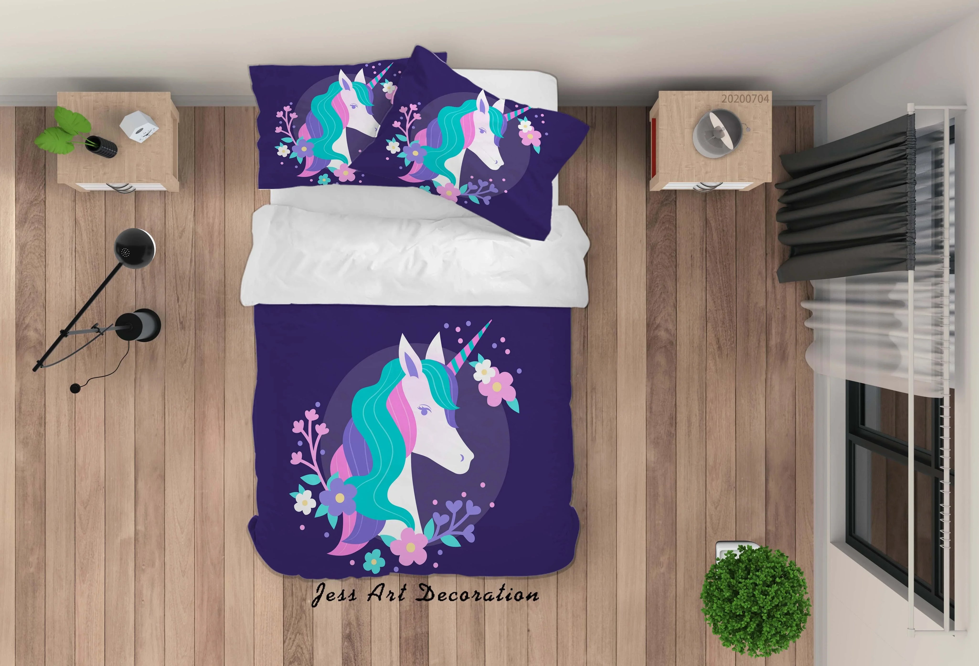 3D Floral Unicorn Quilt Cover Set Bedding Set Duvet Cover Pillowcases SF265- Jess Art Decoration