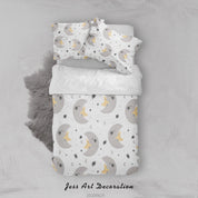 3D White Moon Star Quilt Cover Set Bedding Set Duvet Cover Pillowcases SF02- Jess Art Decoration