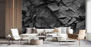 3D Black Slate Rock dark slate rock texture wall mural wallpaper for dining room - view 3