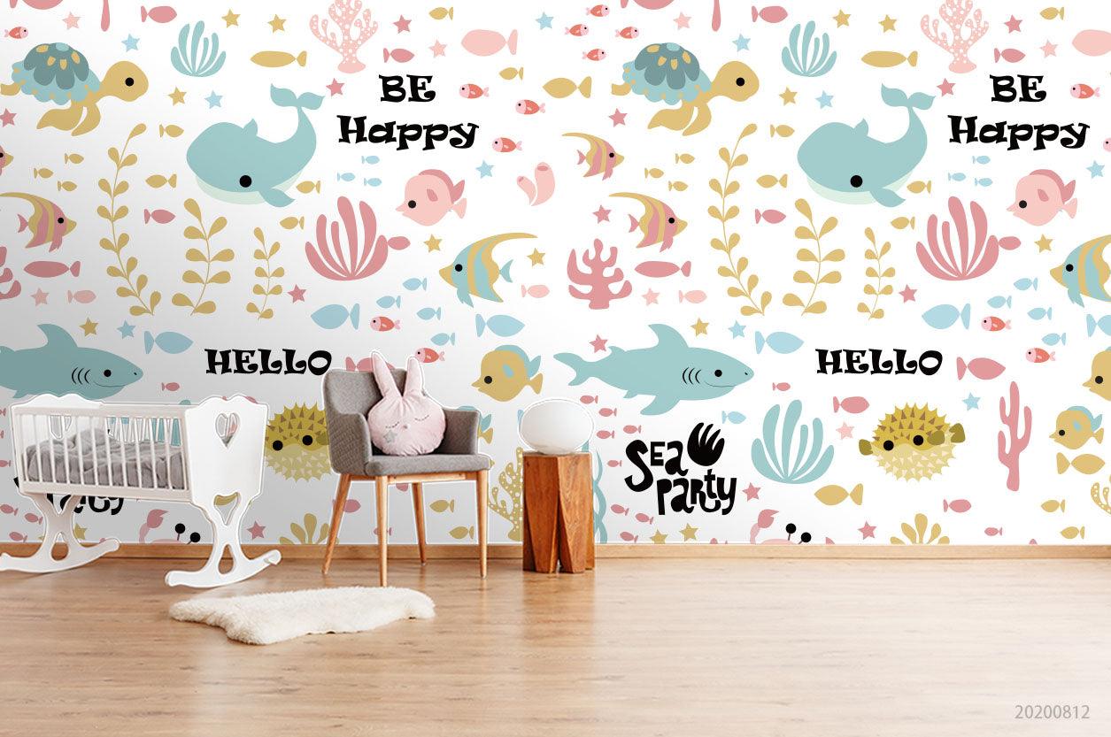 3D Cartoon Colorful Ocean World Fish Wall Mural Wallpaper LXL 1127- Jess Art Decoration