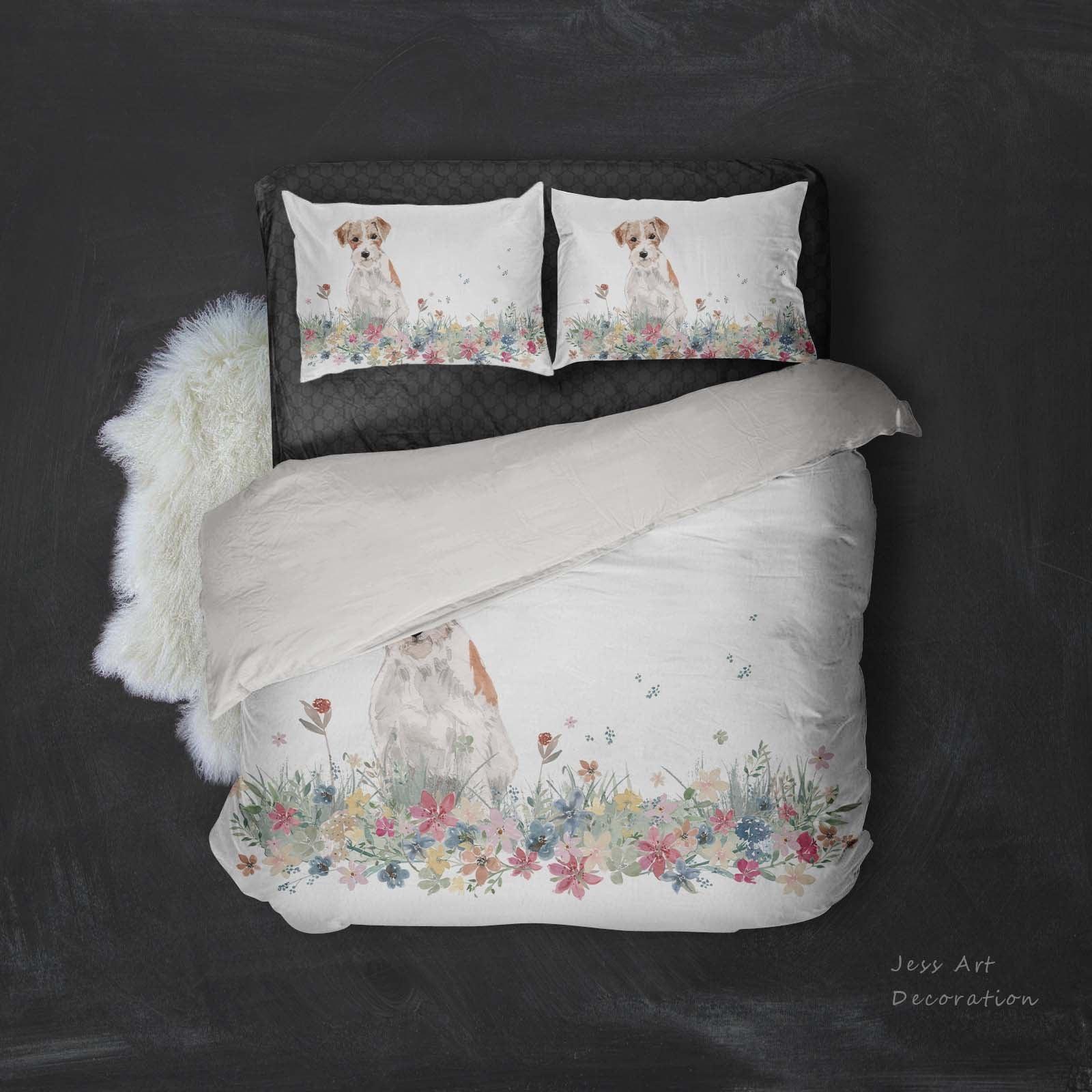 3D Dog Floral Quilt Cover Set Bedding Set Pillowcases 13- Jess Art Decoration