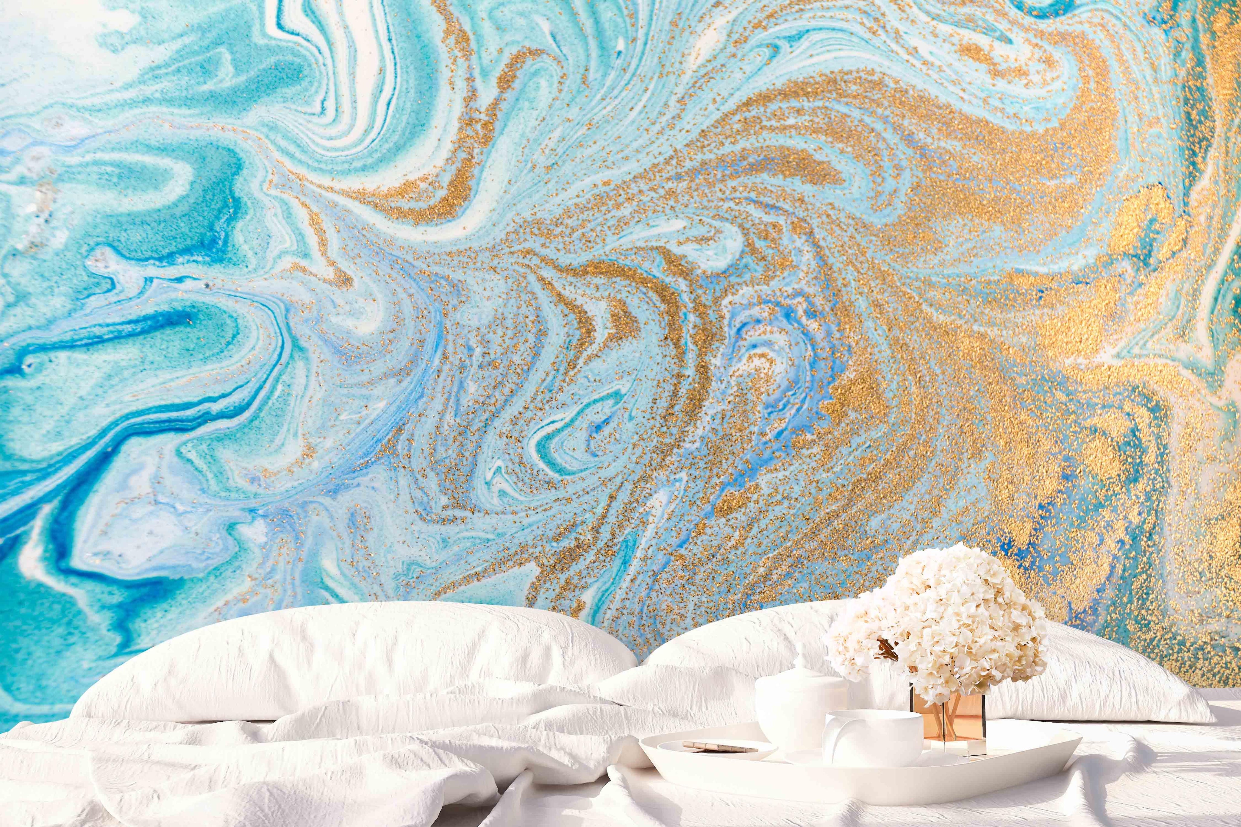 3D Abstract Blue Gilding Marbling Wall Mural Wallpaper 31- Jess Art Decoration