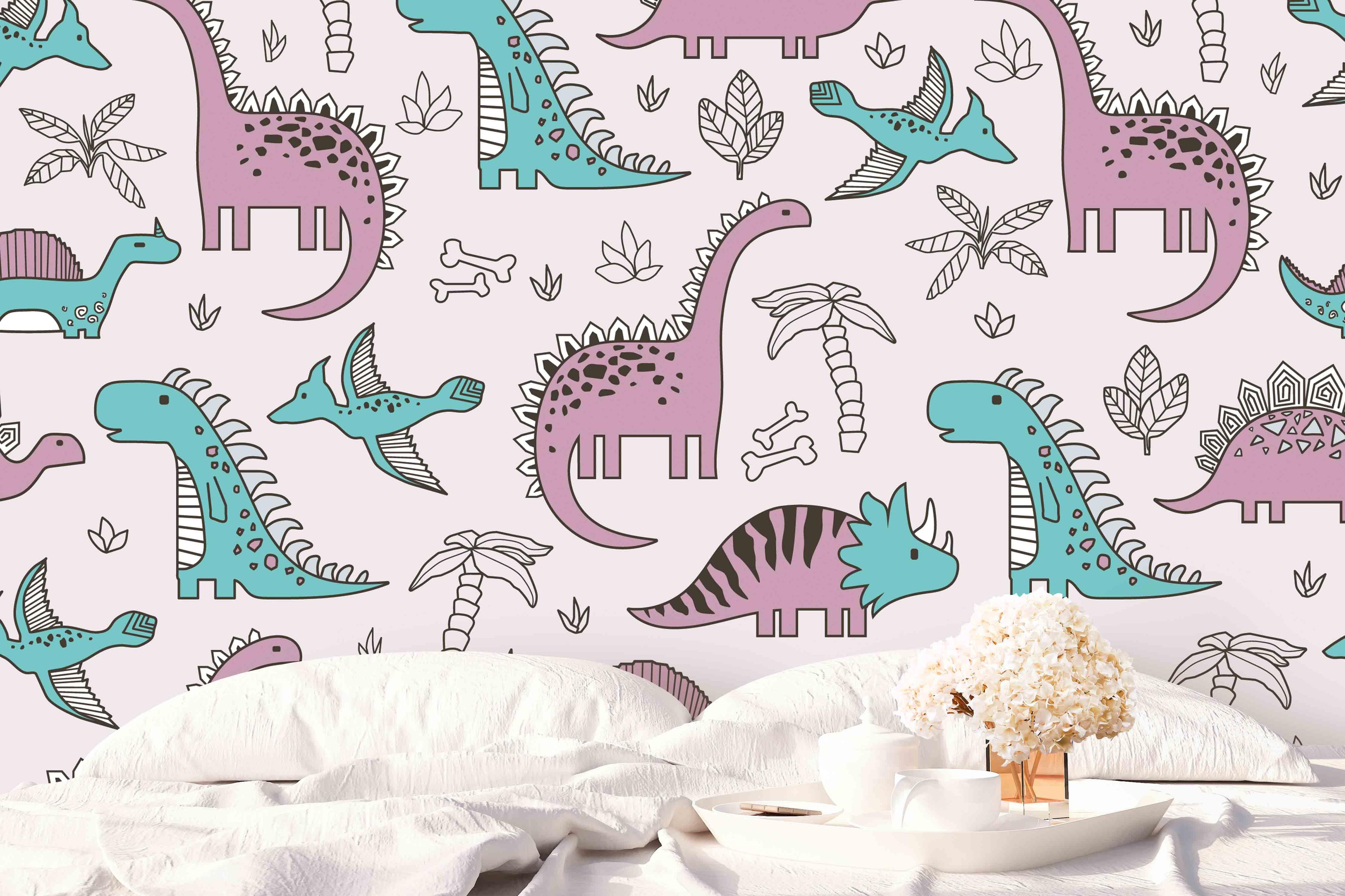 3D Cartoon Color Dinosaur Wall Mural Wallpaper 21- Jess Art Decoration