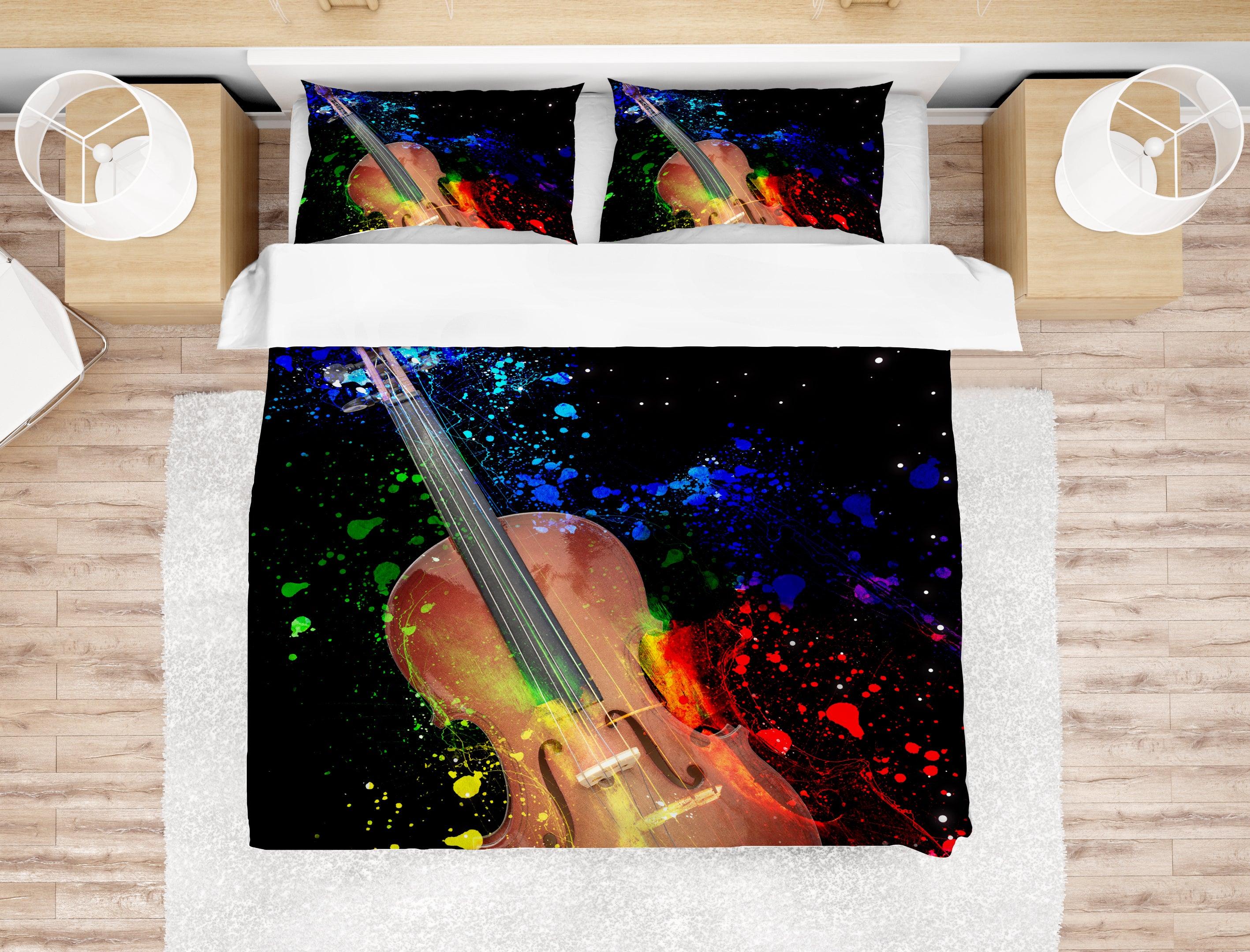3D Violin Quilt Cover Set Bedding Set Pillowcases 03- Jess Art Decoration