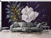 3D Dark Magnolia Painting dramatic floral painting wall mural wallpaper for dining room - view 5