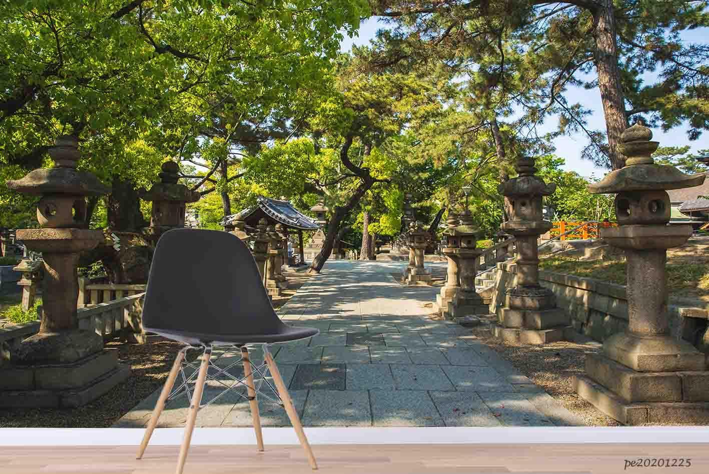 3D Green Tree Stone Road Scenery Wall Mural Wallpaper LQH 207- Jess Art Decoration