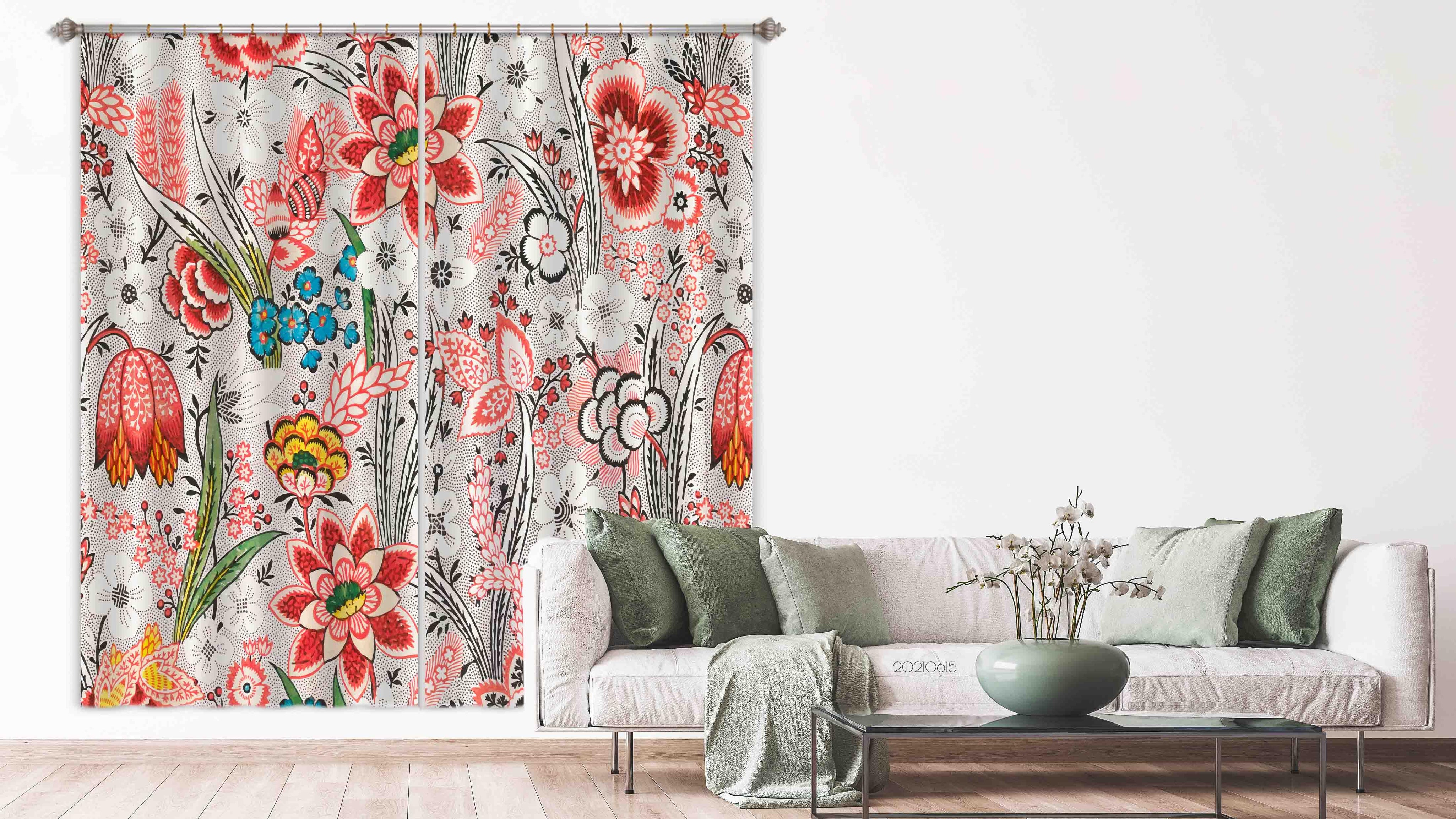 3D Watercolor Floral Color Curtains and Drapes LLL 502- Jess Art Decoration