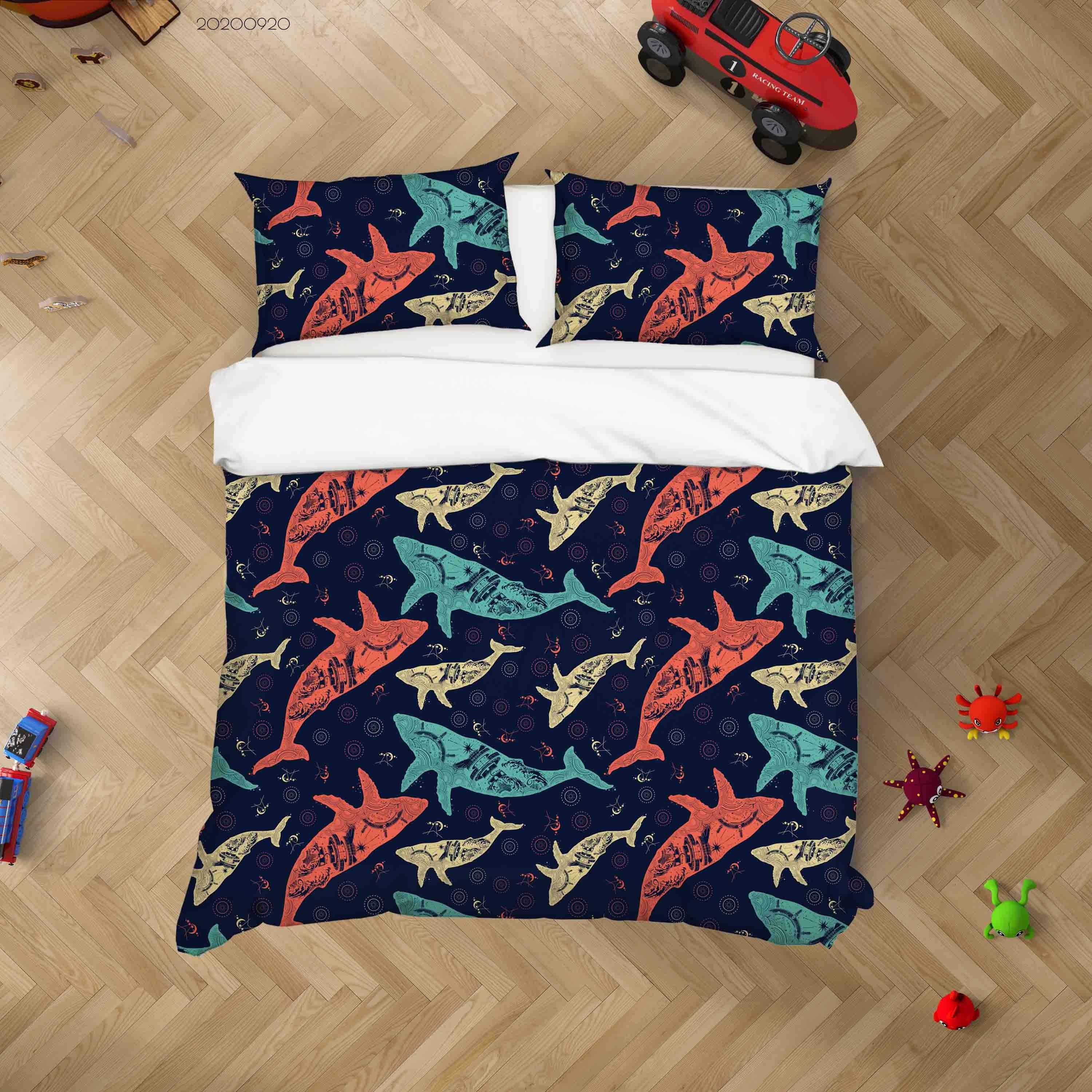 3D Whale  Animal Pattern Quilt Cover Set Bedding Set Duvet Cover Pillowcases WJ 9228- Jess Art Decoration