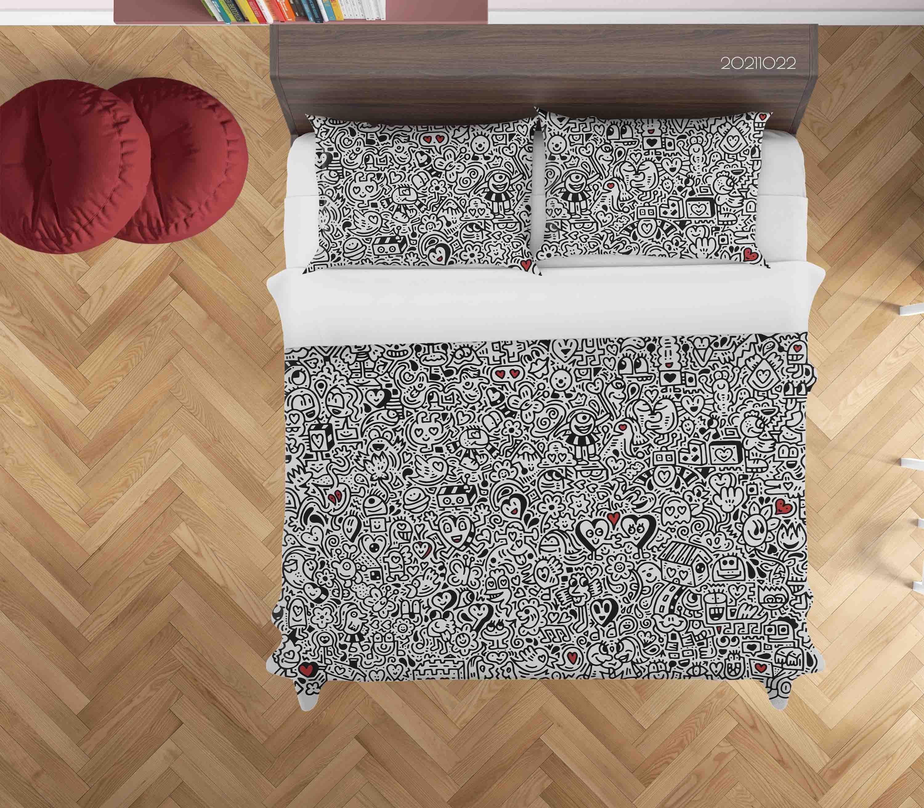 3D Gray Monster Art Graffiti Quilt Cover Set Bedding Set Duvet Cover Pillowcases 1- Jess Art Decoration