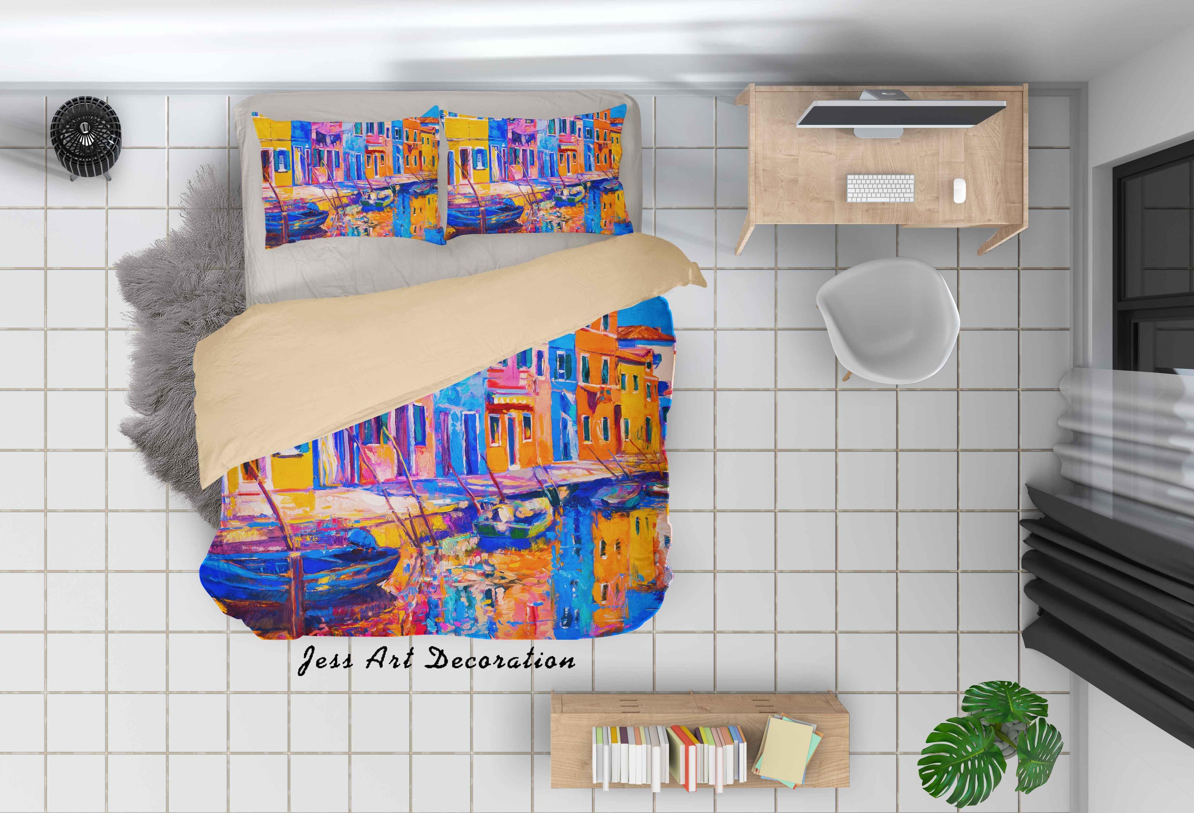 3D Venice Water City Oil Painting Quilt Cover Set Bedding Set Duvet Cover Pillowcases A061 LQH- Jess Art Decoration