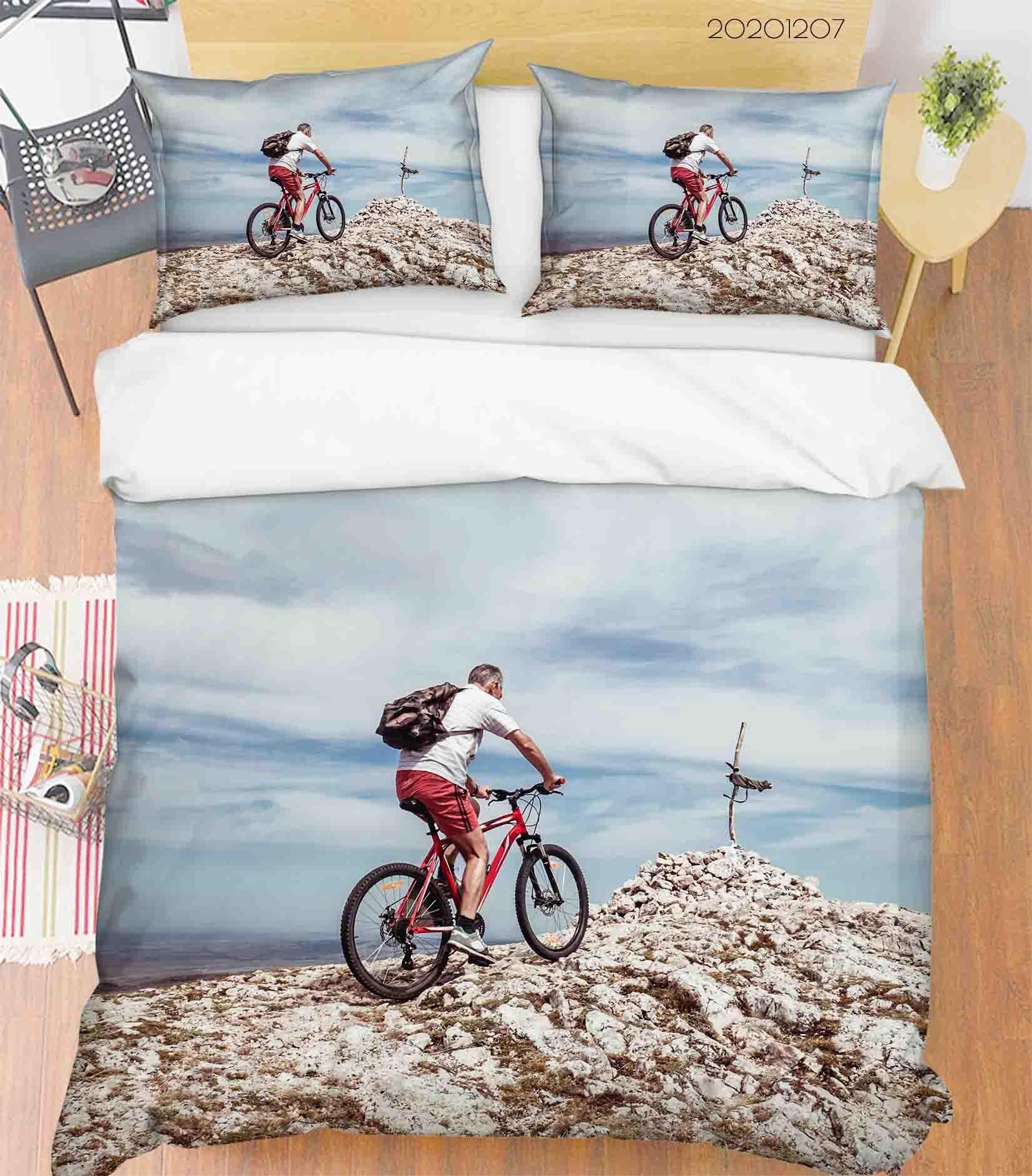 3D Pexels Cloud Sky Sports Bicycle Player Quilt Cover Set Bedding Set Duvet Cover Pillowcases LXL- Jess Art Decoration