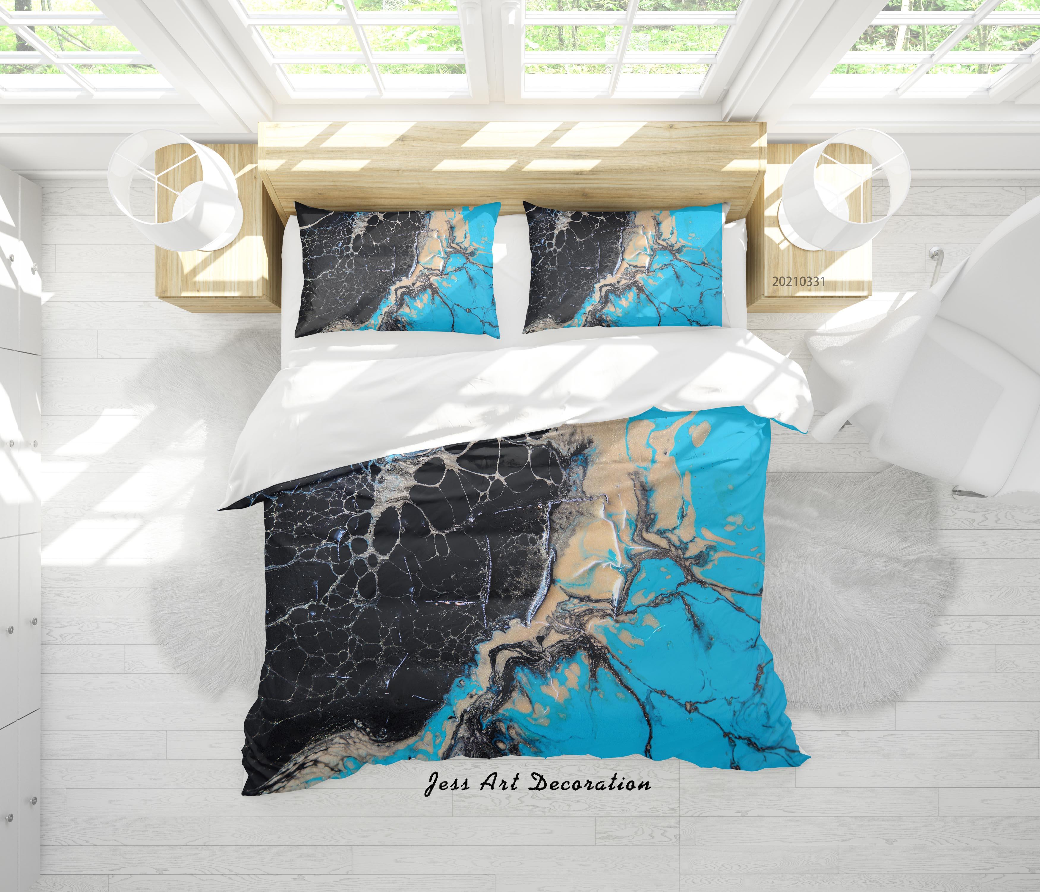 3D Abstract Blue Marble Quilt Cover Set Bedding Set Duvet Cover Pillowcases 155- Jess Art Decoration
