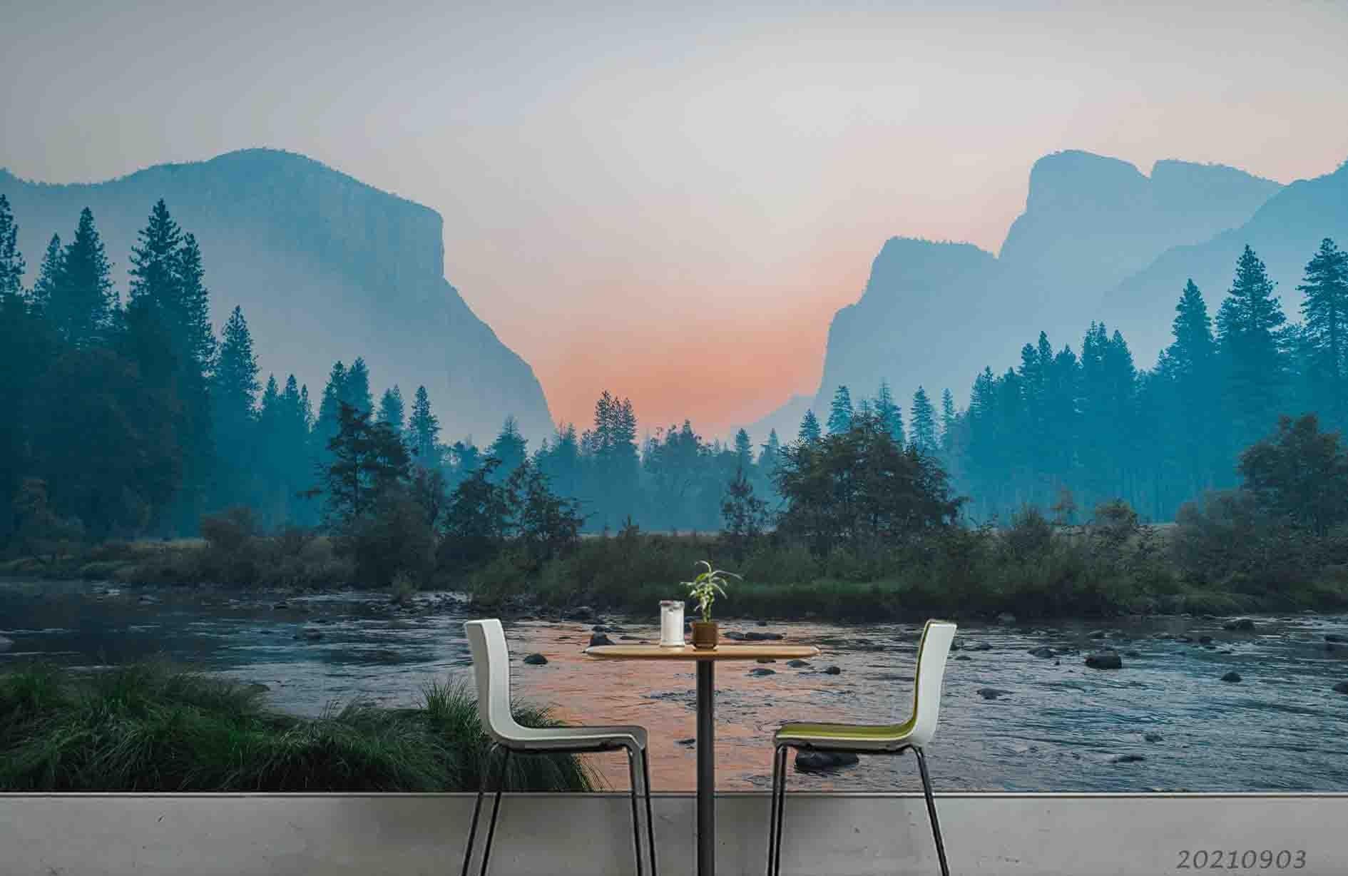 3D Sky Forest River Landscape Wall Mural Wallpaper LQH 102- Jess Art Decoration