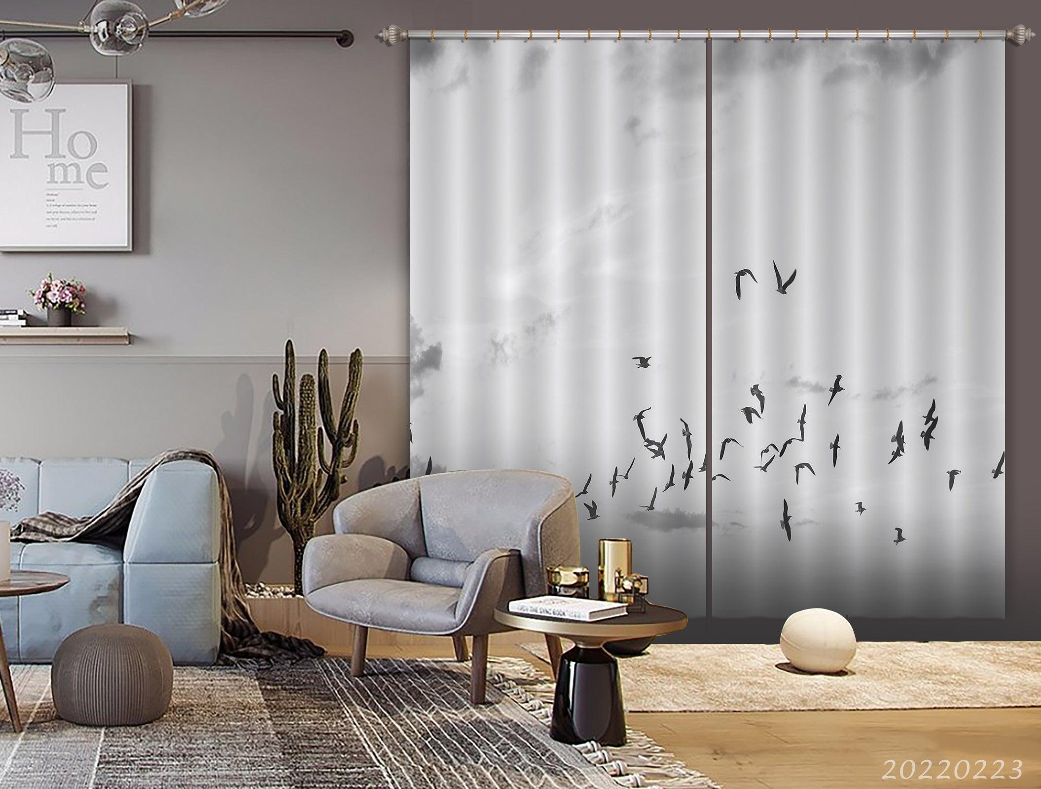 3D Cloudy Bird Pattern Curtains and Drapes GD 2381- Jess Art Decoration