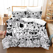 3D Abstract Grey Cat Graffiti Quilt Cover Set Bedding Set Duvet Cover Pillowcases 38- Jess Art Decoration