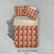 3D Vintage Red White Leaves Pattern Quilt Cover Set Bedding Set Duvet Cover Pillowcases WJ 3605- Jess Art Decoration