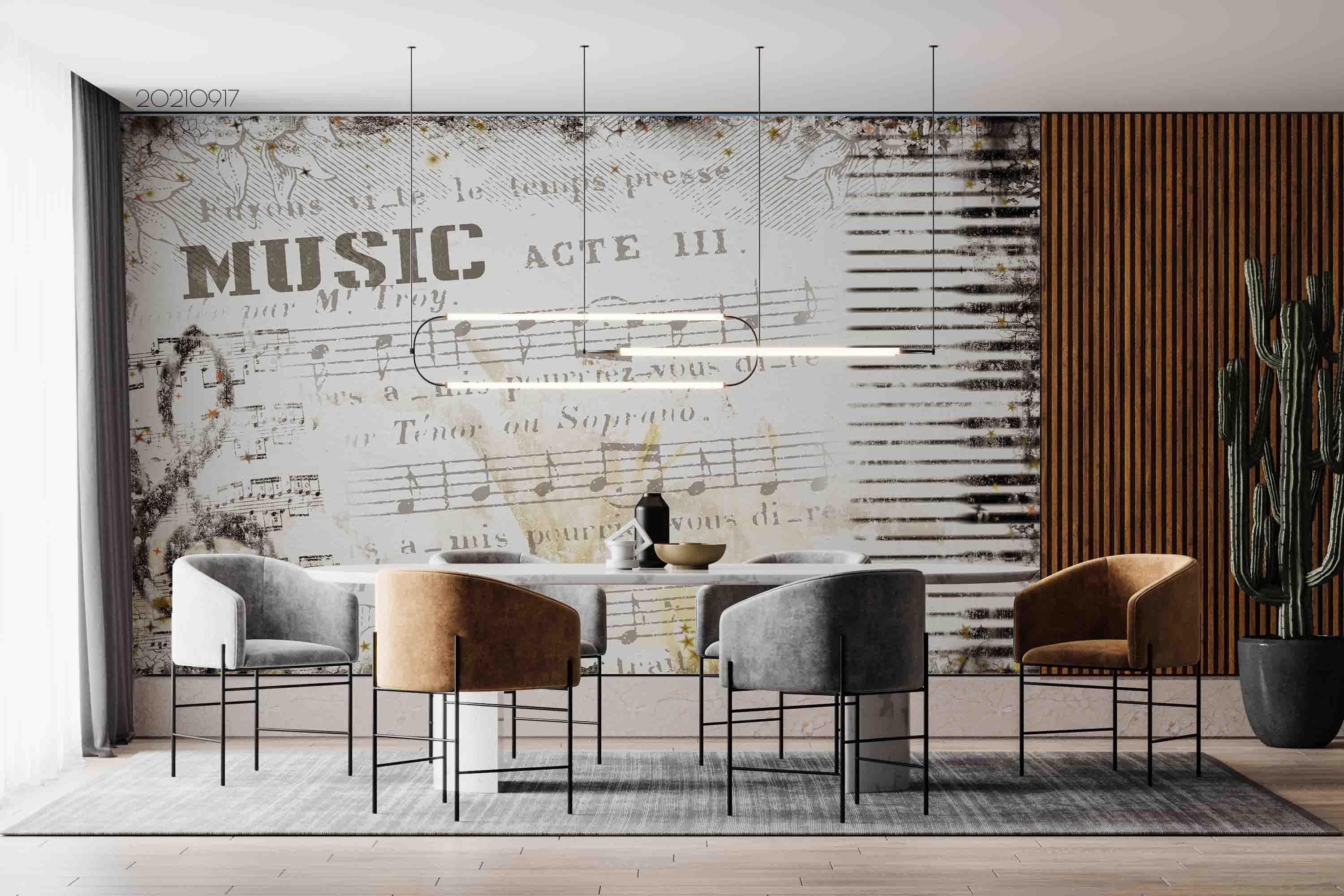 3D Hand Drawn Sheet Music Wall Mural Wallpaper LQH 135- Jess Art Decoration