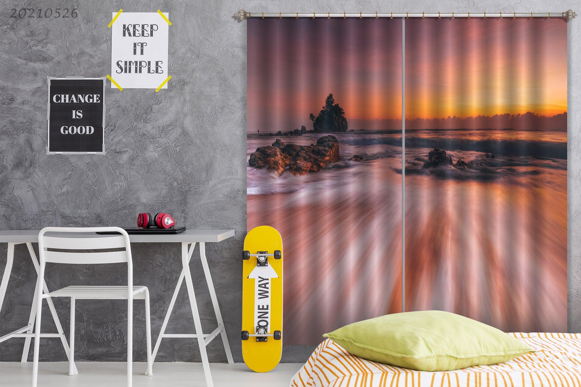 3D Wave Reef Colorful Cloud Sky Curtains and Drapes GD 295- Jess Art Decoration