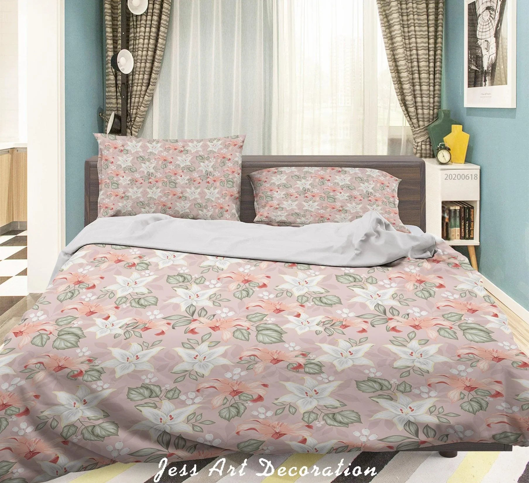 3D Pink Floral Quilt Cover Set Bedding Set Duvet Cover Pillowcases SF64- Jess Art Decoration