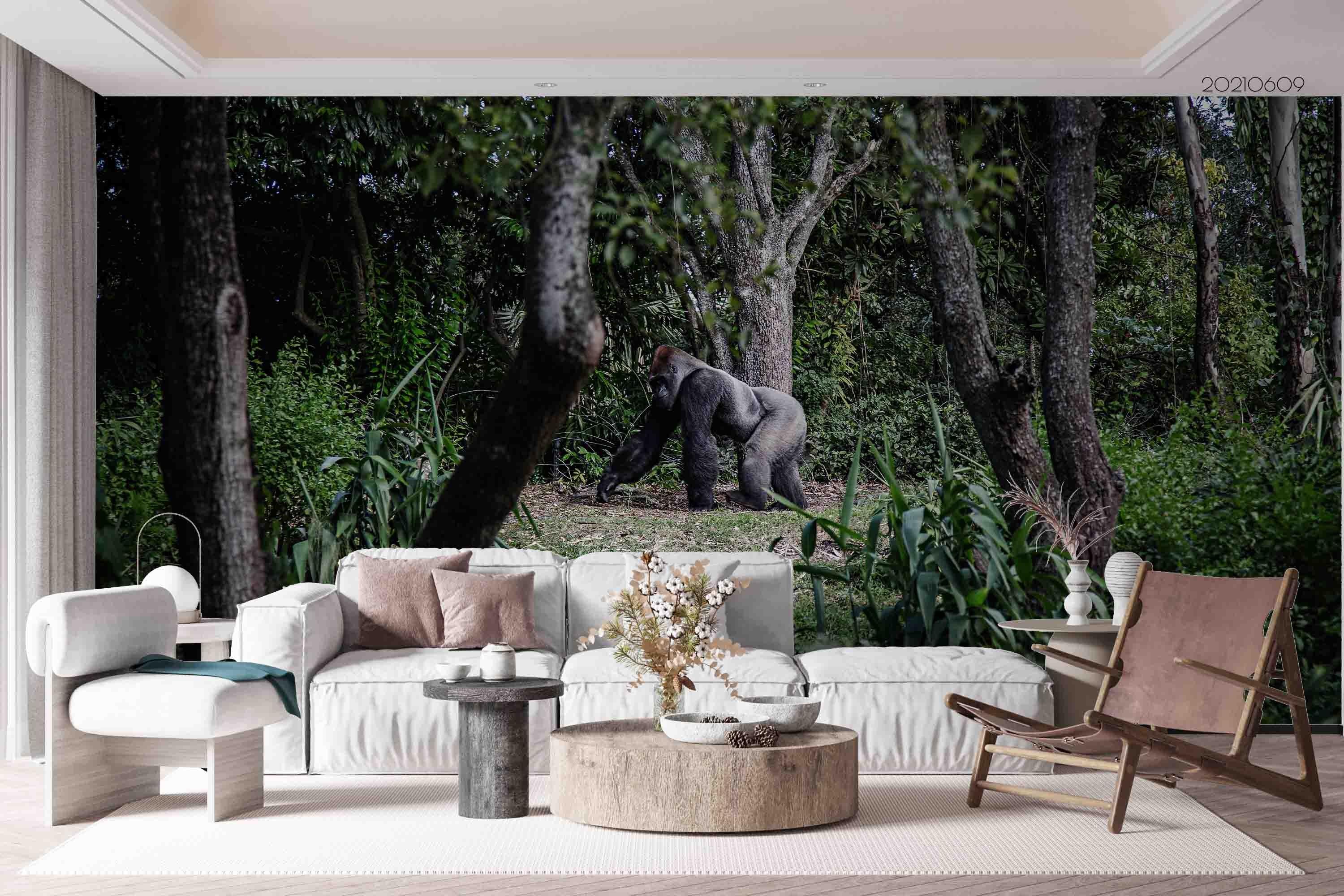 3D Forest  Chimpanzee Wall Mural Wallpaper SWW1704- Jess Art Decoration