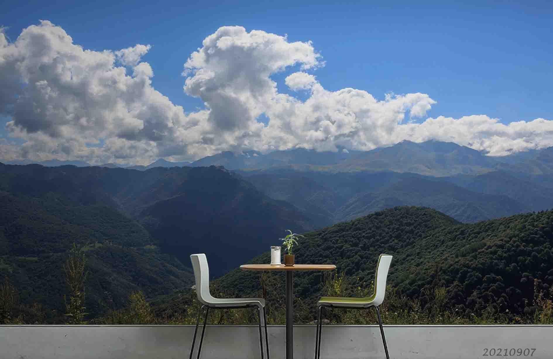 3D Sky Cloud Mountain Landscape Wall Mural Wallpaper LQH 217- Jess Art Decoration
