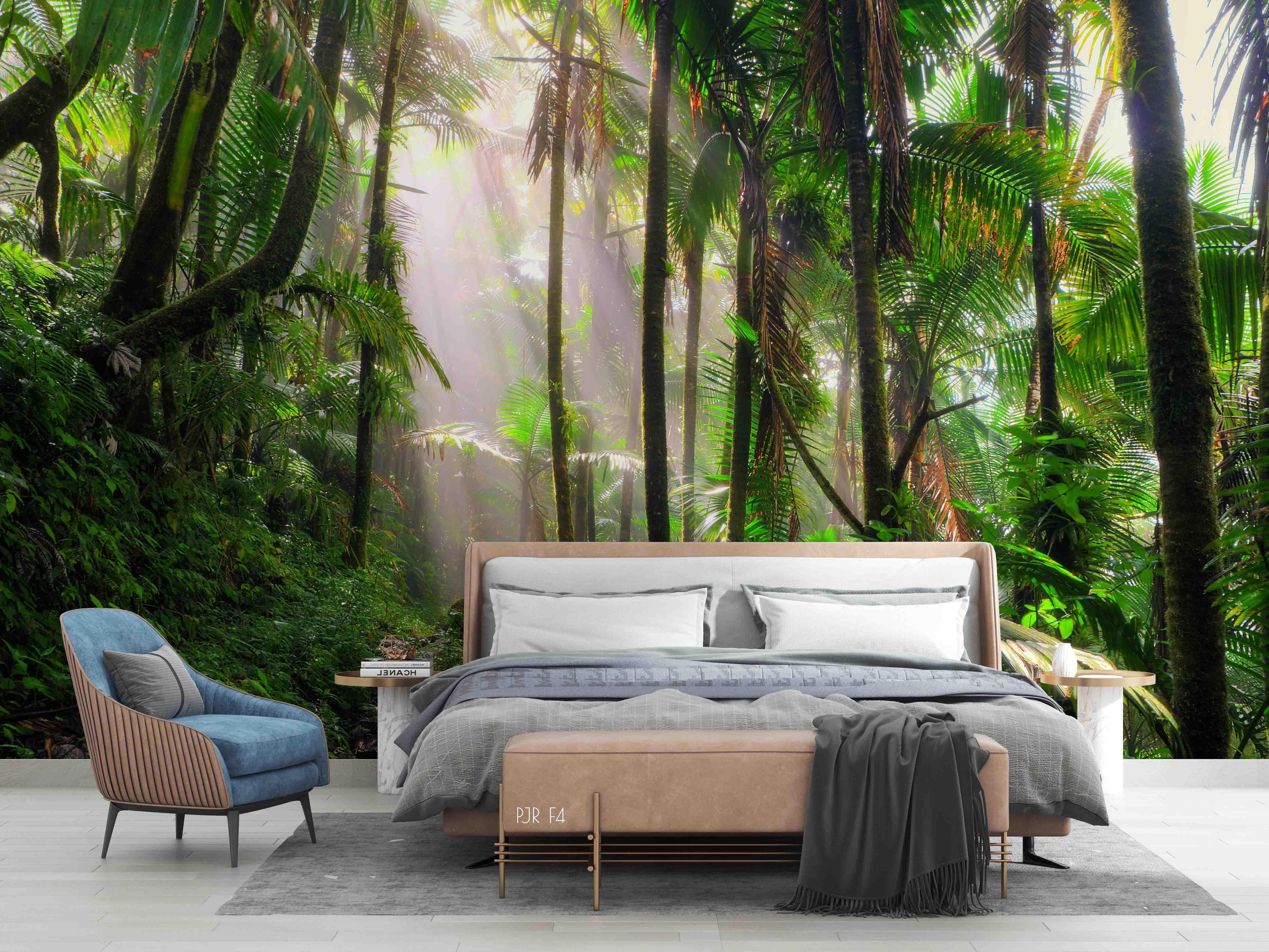 3D Tropical Landscape Tree Leaves Wall Mural Wallpaper WJ 5156- Jess Art Decoration