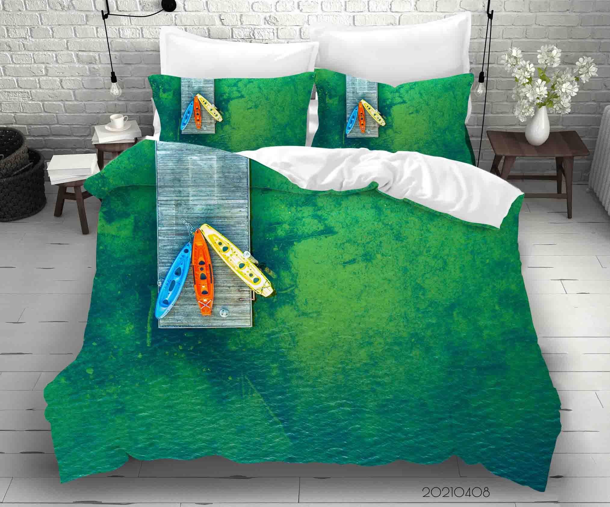 3D Green Sea Trestle Surfboard Quilt Cover Set Bedding Set Duvet Cover Pillowcases 99- Jess Art Decoration