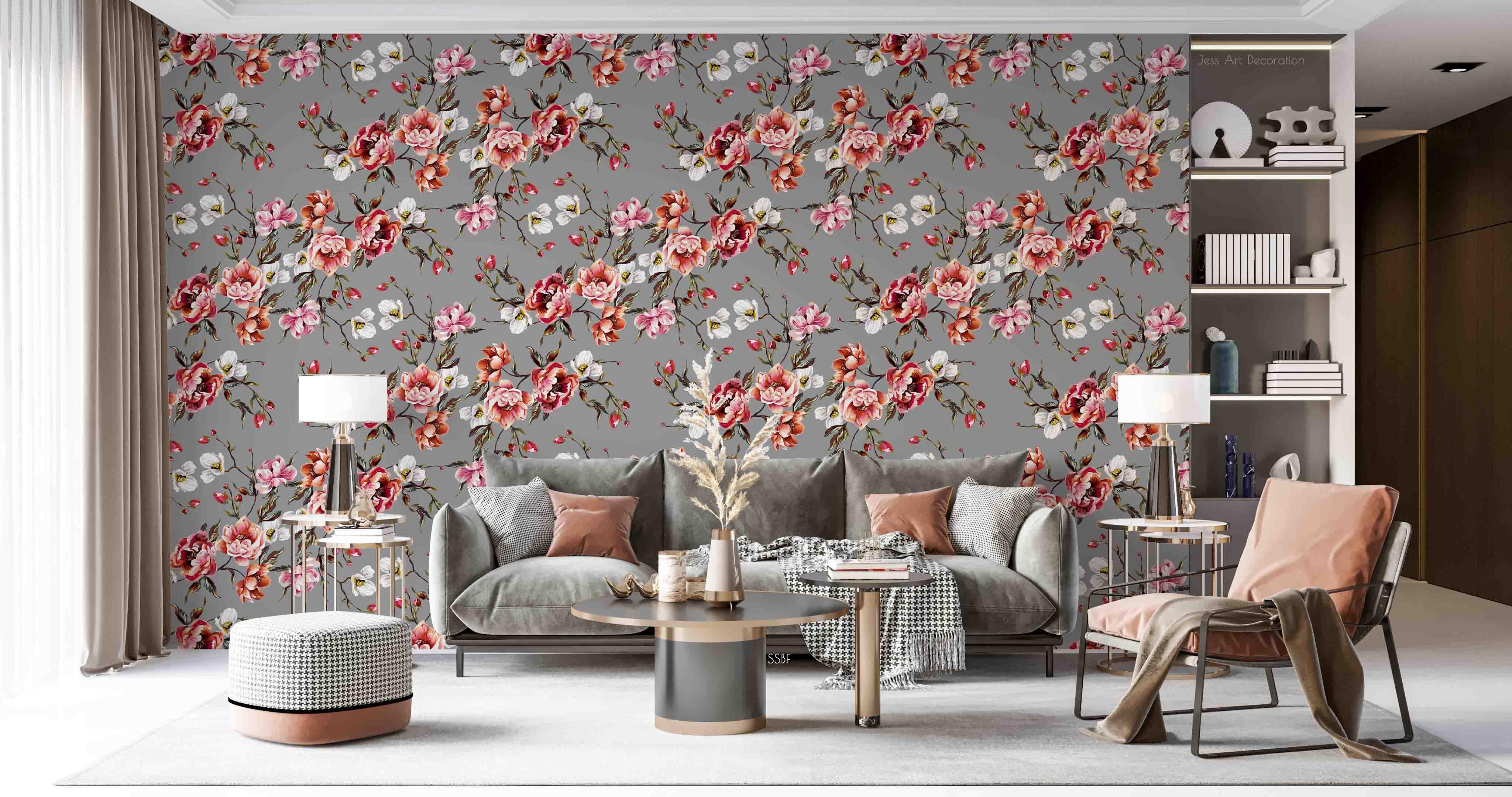 3D Vintage Baroque Art Blooming Pink Peony Background Wall Mural Wallpaper GD 3576- Jess Art Decoration