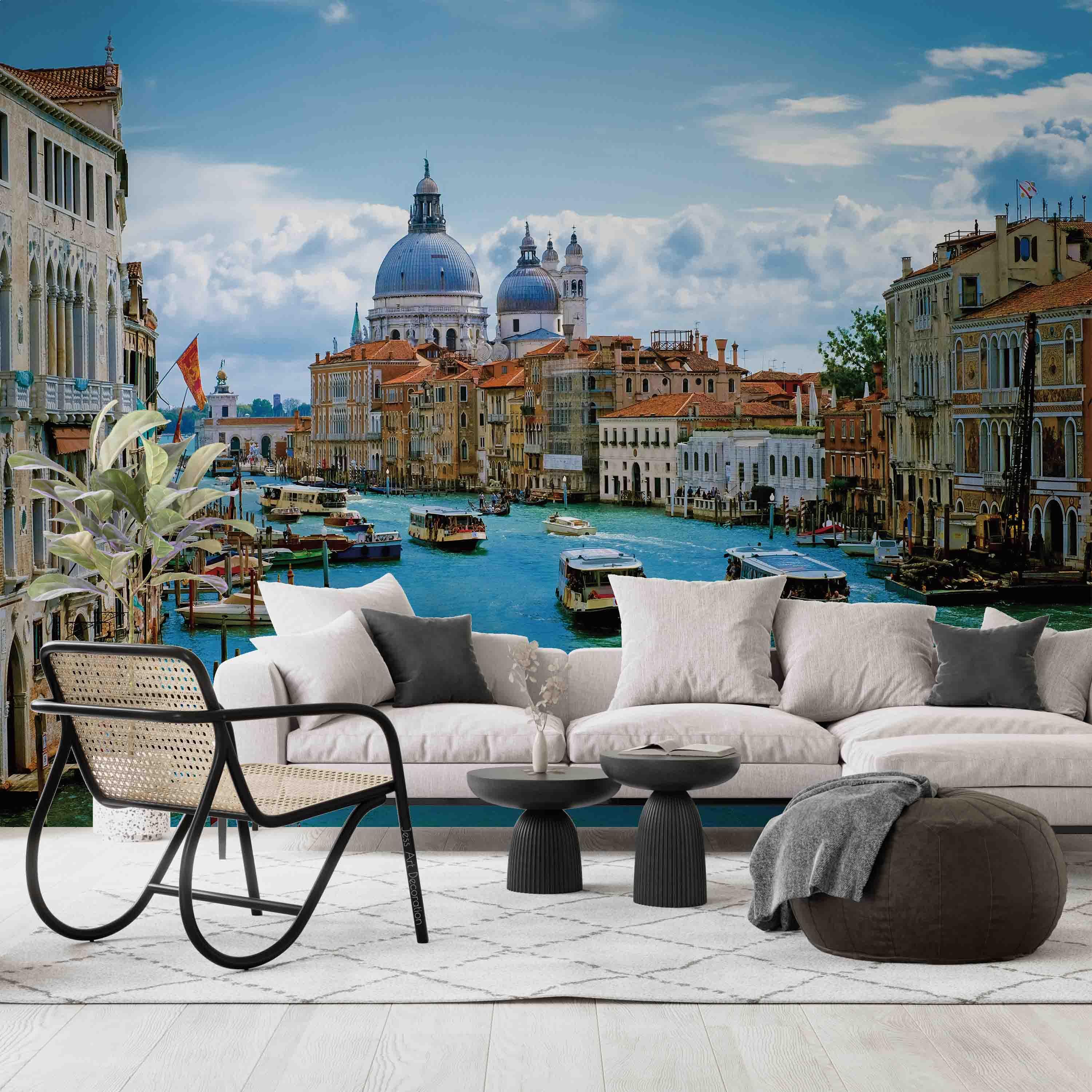 3D Europe City Building Canal Ship Wall Mural Wallpaper GD 3179- Jess Art Decoration
