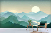 3D Watercolor Moon Mountain Landscape Wall Mural Wallpaper LQH 22- Jess Art Decoration
